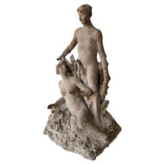 Studio plaster by Ch. Filleul – Classical-style couple, 20th century.