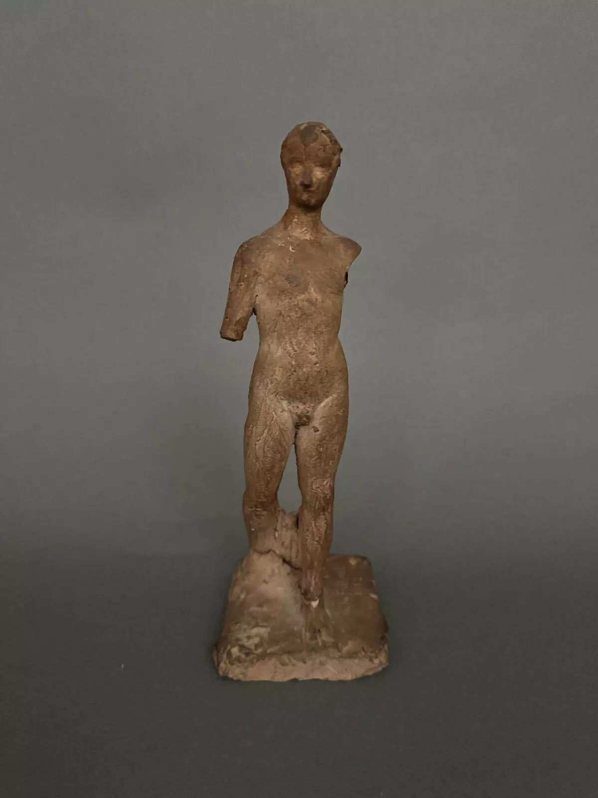 Studio plaster by Charles Filleul – Classical-style male figure. en vente 6