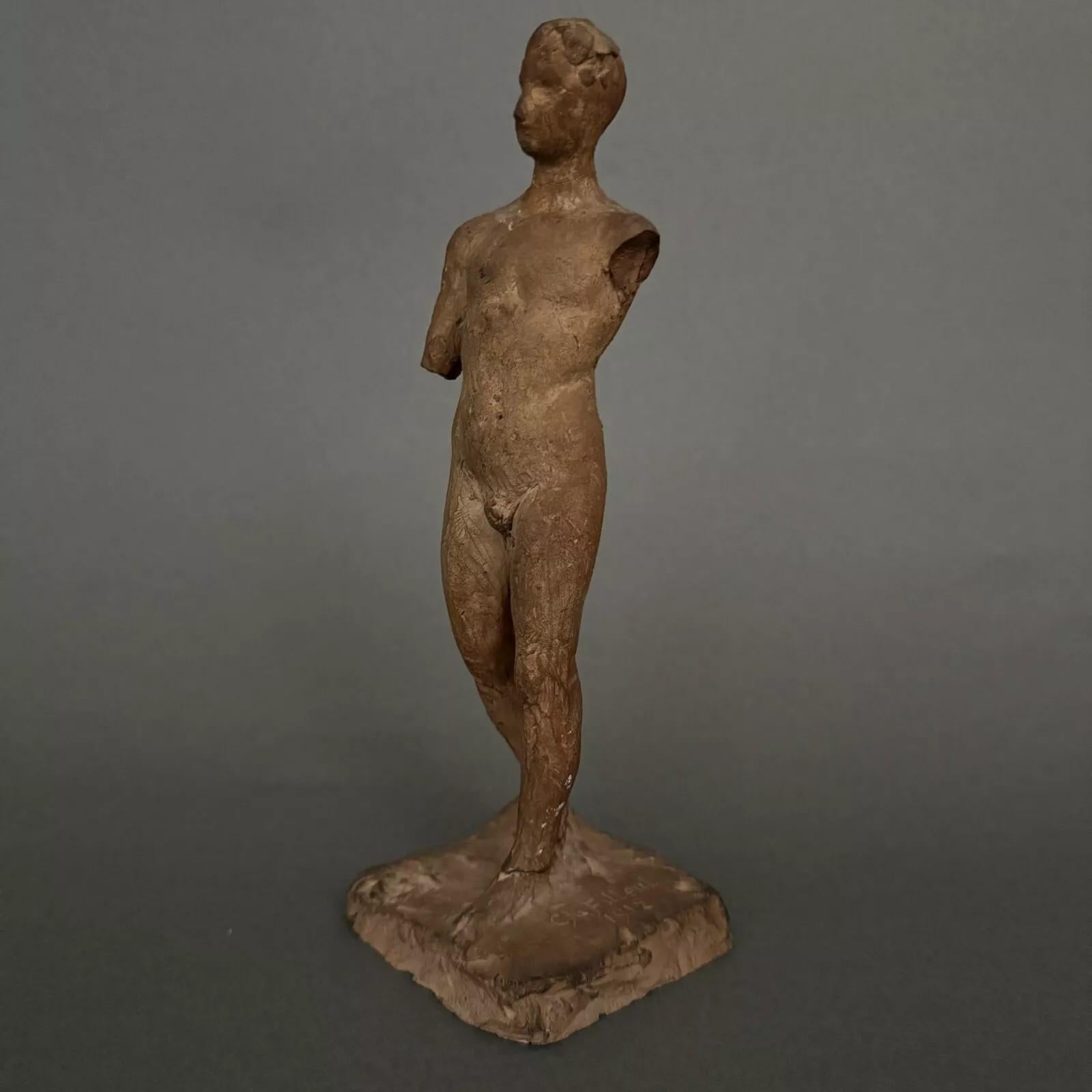 Néoclassique Studio plaster by Charles Filleul – Classical-style male figure. en vente