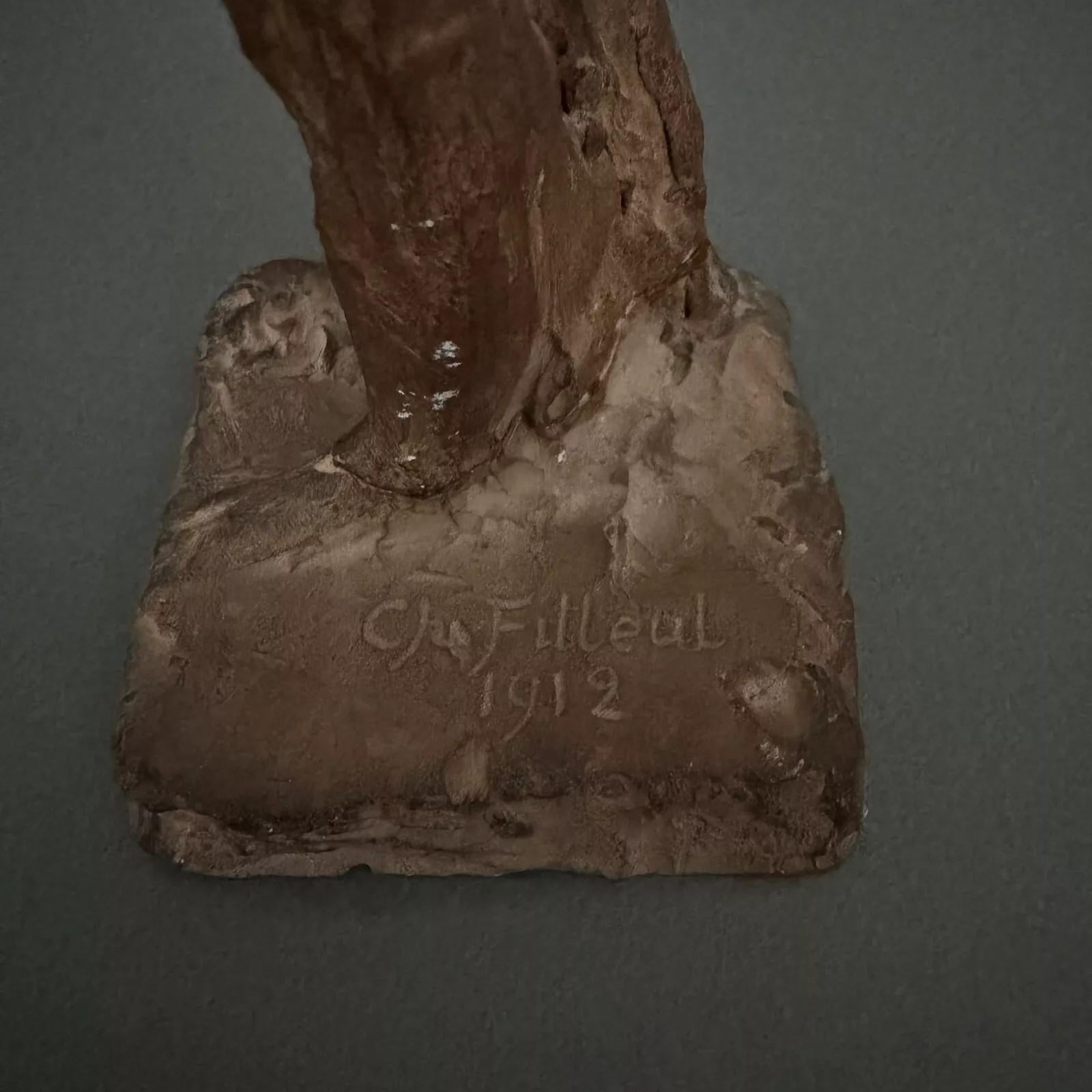 Sculpté à la main Studio plaster by Charles Filleul – Classical-style male figure. en vente