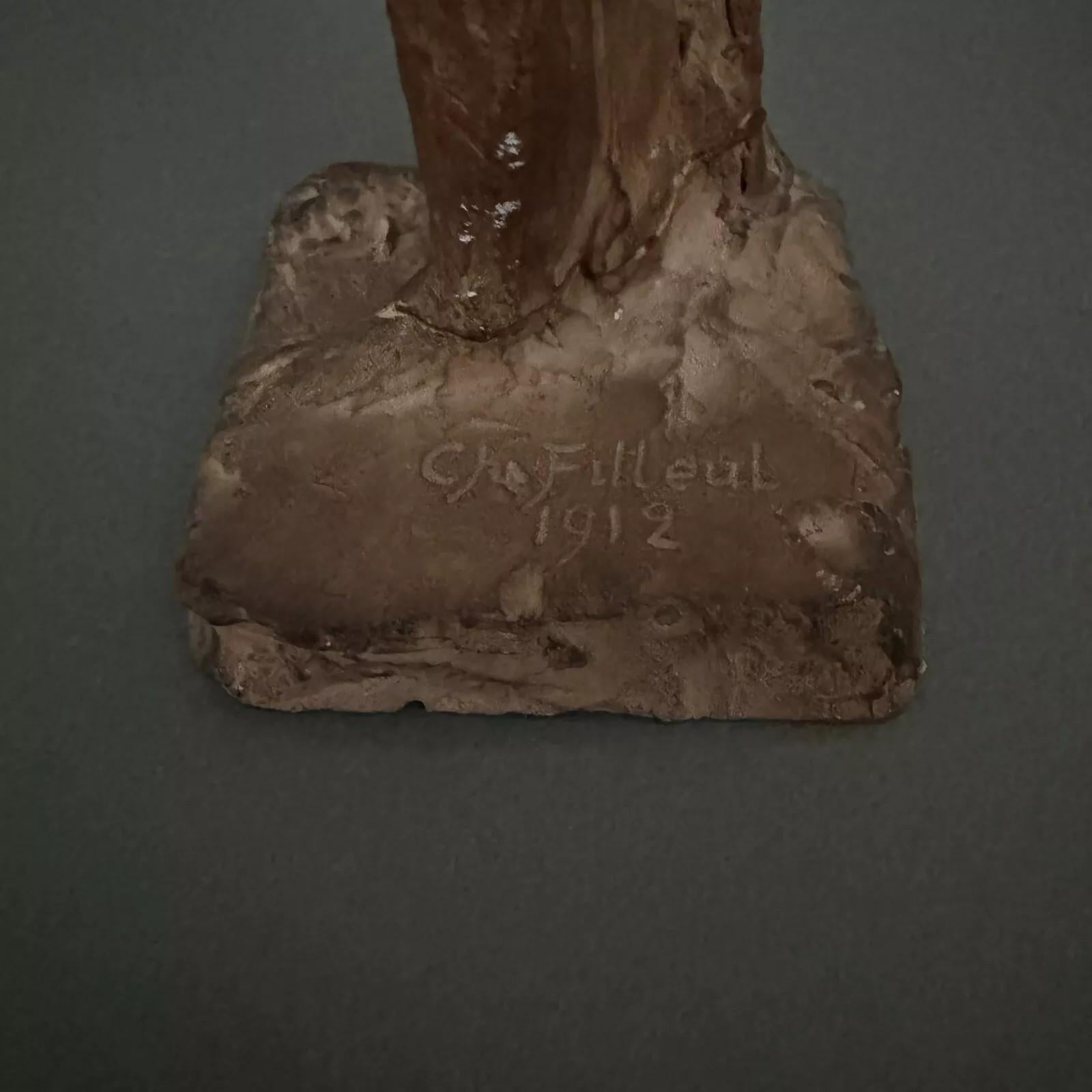 Studio plaster by Charles Filleul – Classical-style male figure. Bon état - En vente à NANTES, FR