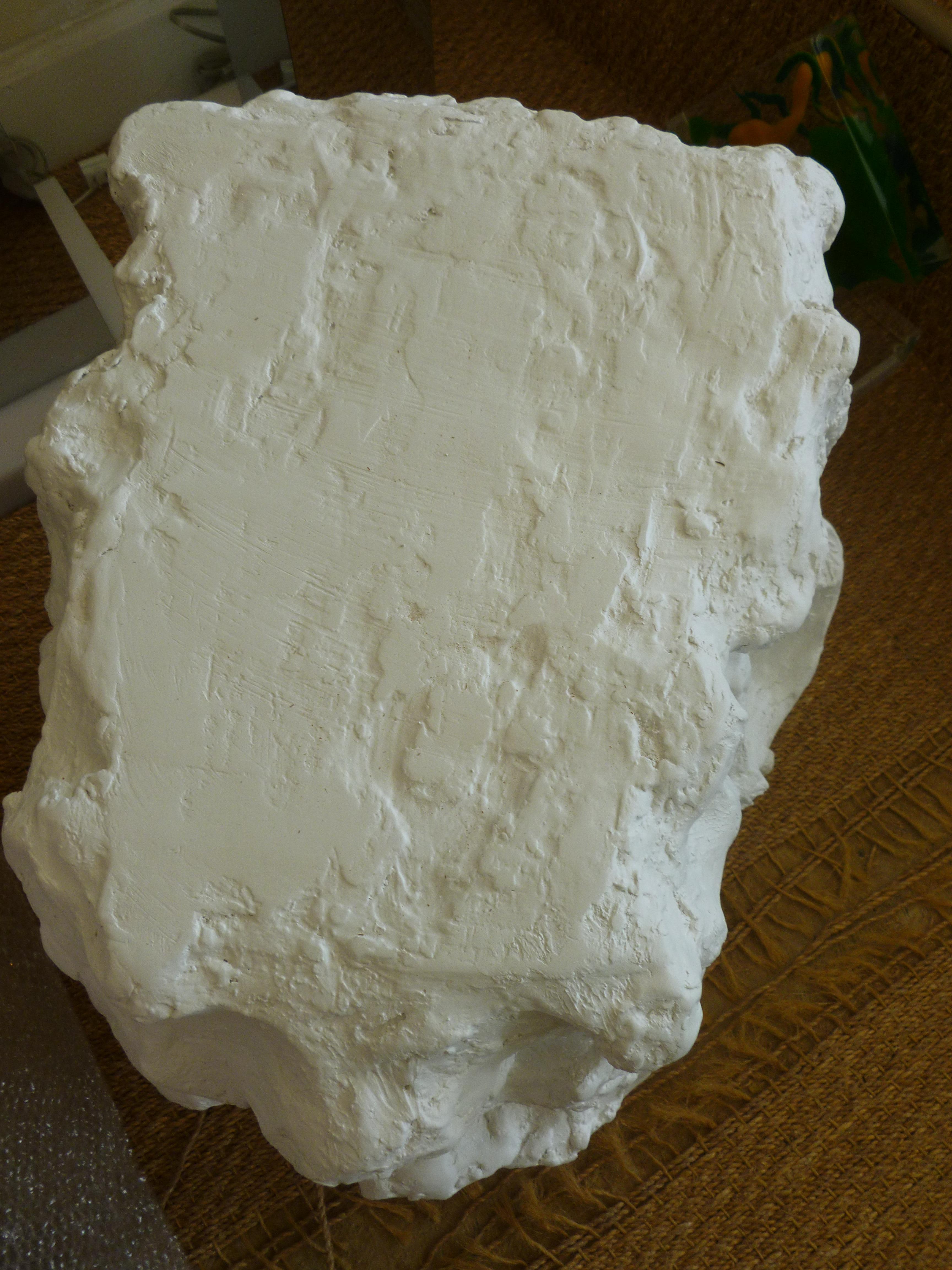 Plaster of Paris Sirmos Style Studio Sculptural Side Table In Good Condition In North Miami, FL