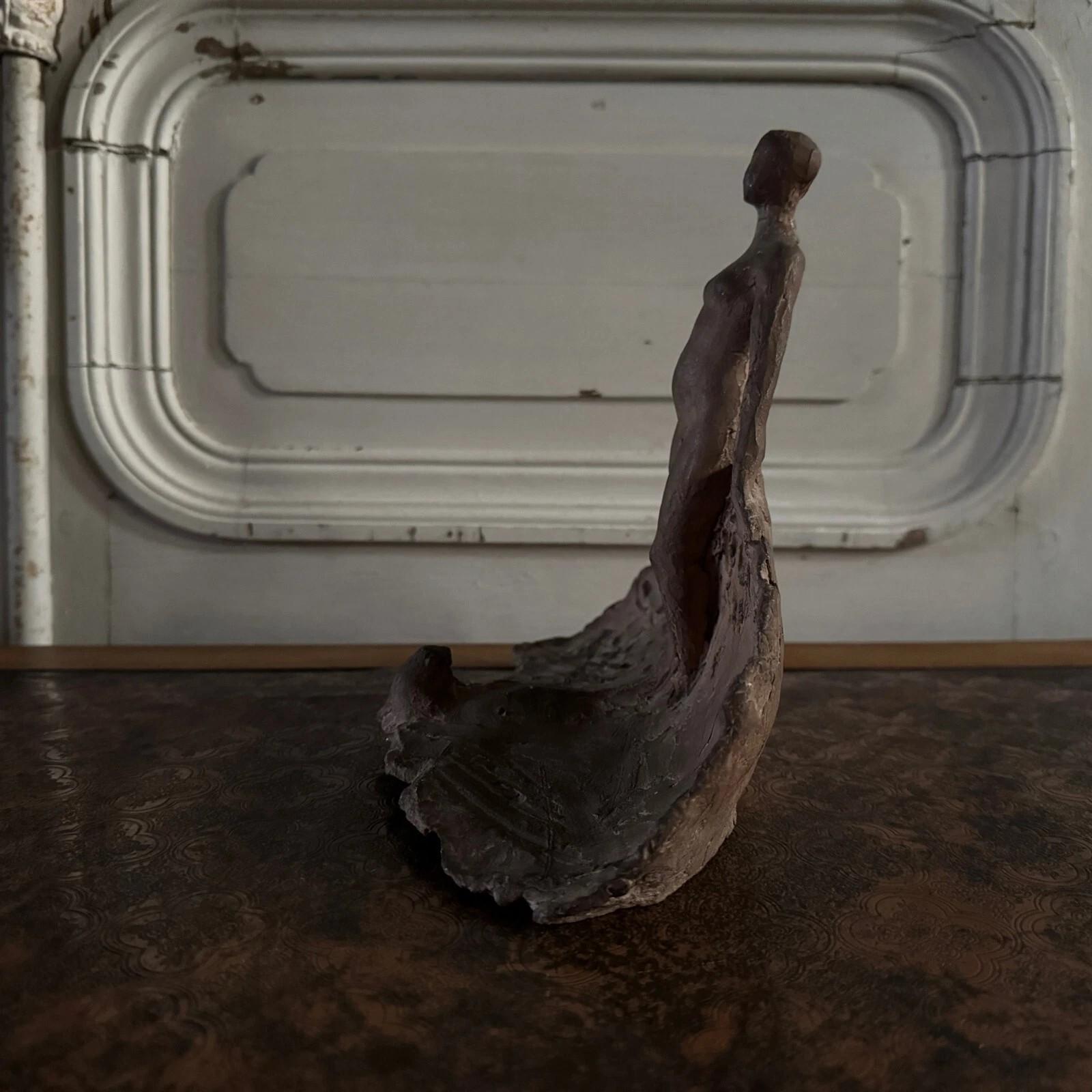 Intagliato a mano Studio plaster sculpture by Charles Filleul – nude woman in terracotta in vendita
