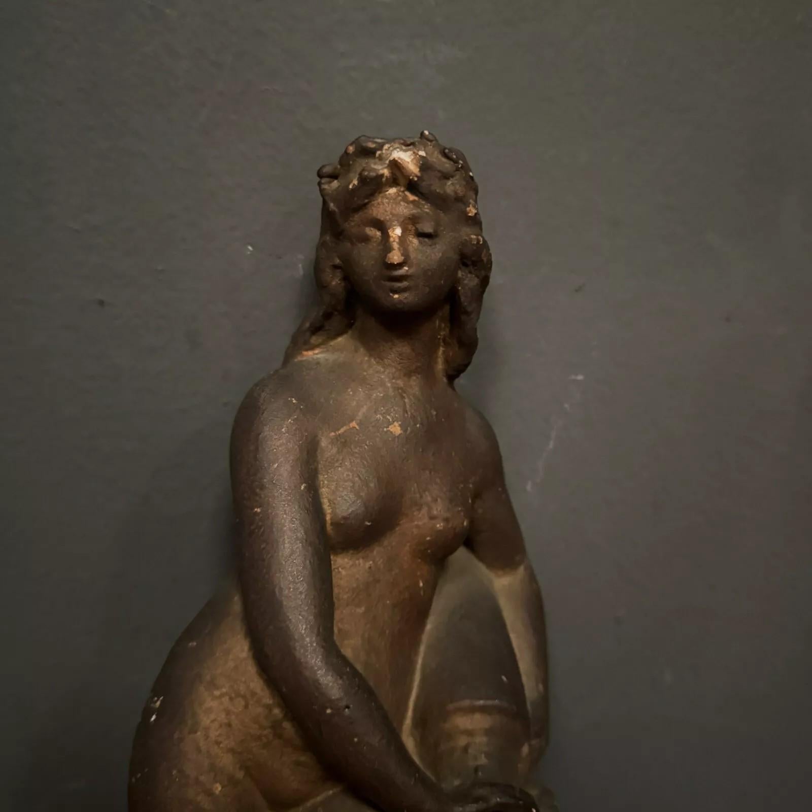 Hand-Carved Studio Plaster Sculpture by Charles Filleul Woman in Antique Style, 20th Century For Sale