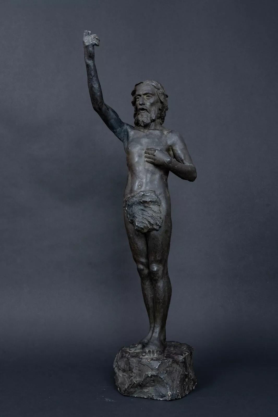Studio plaster statue by Charles Filleul – Christ with raised arm, 20th century. For Sale 6