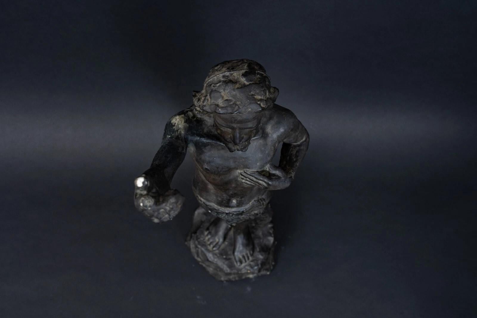 Studio plaster statue by Charles Filleul – Christ with raised arm, 20th century. In Good Condition For Sale In NANTES, FR