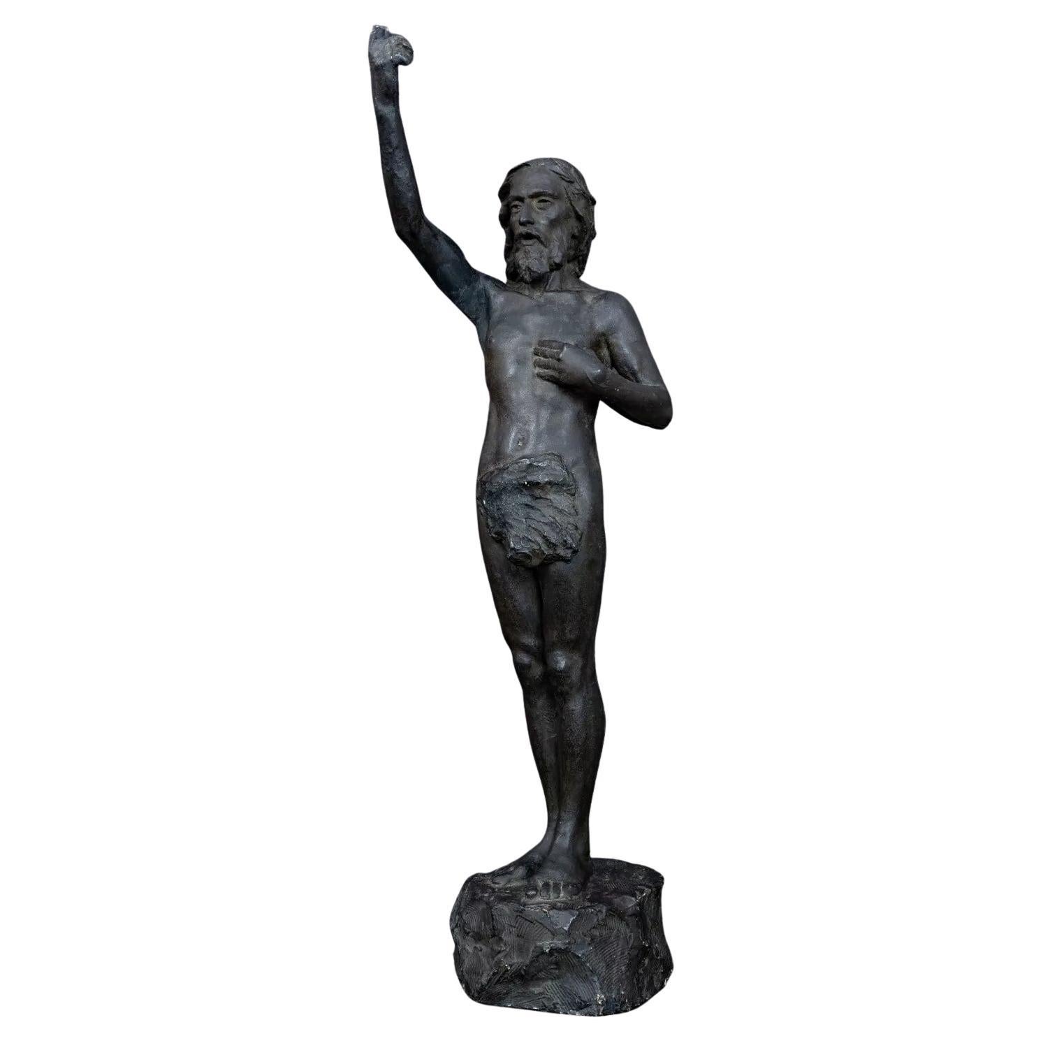 Studio plaster statue by Charles Filleul – Christ with raised arm, 20th century.