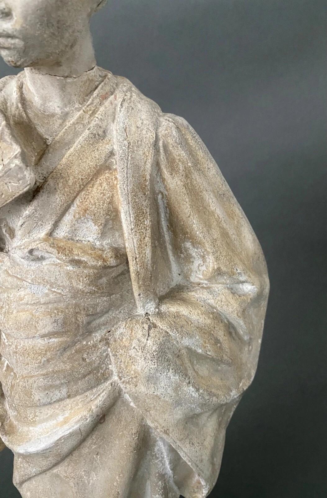 Studio plaster statue by Charles Filleul – Woman with a fan, 20th century. For Sale 3