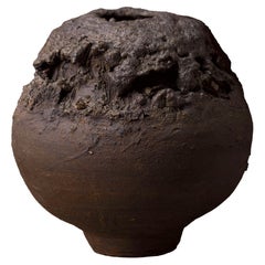 Vaso in ceramica marrone Studio Pottery - Smalto testurizzato, estetica Wabi-Sabi