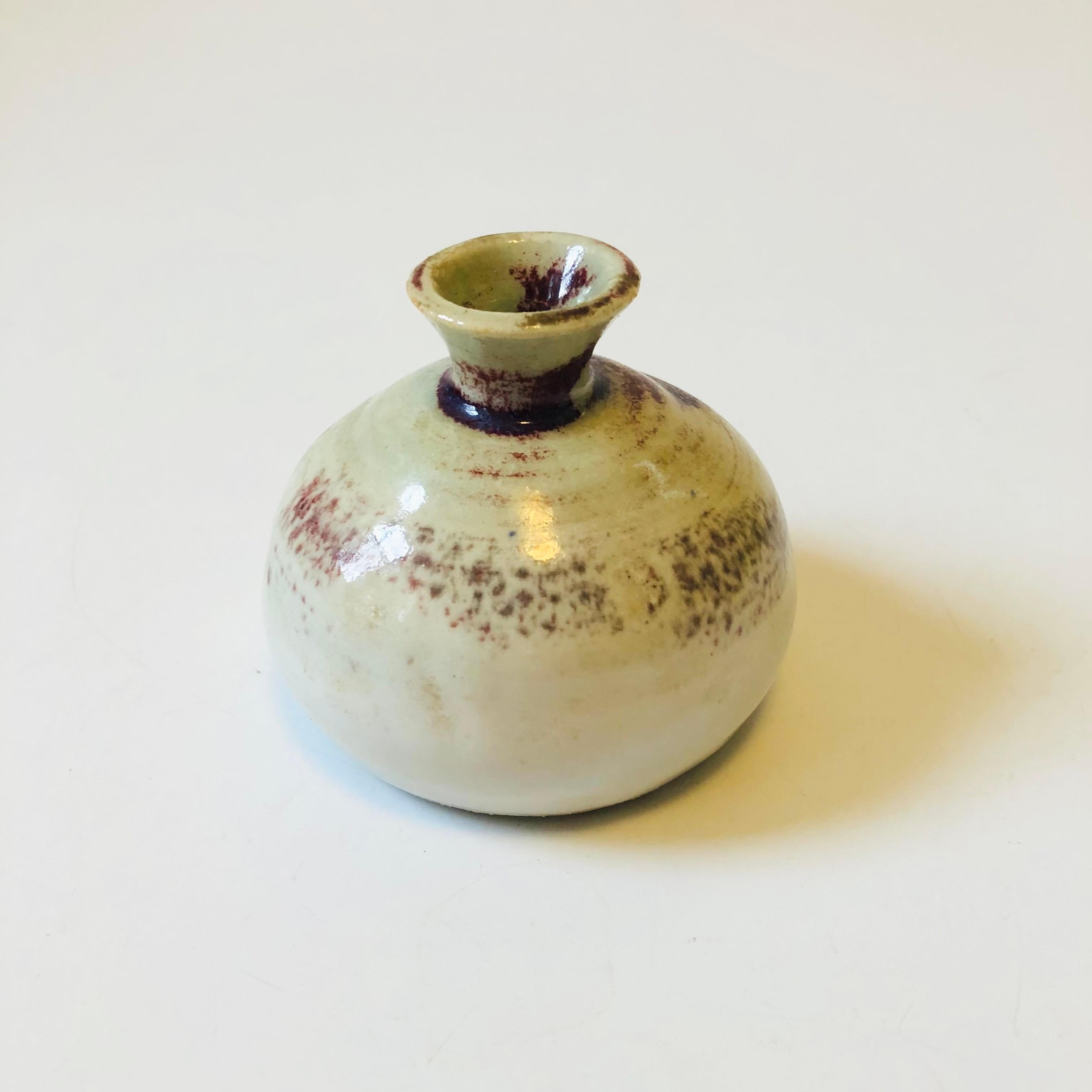 20th Century Studio Pottery Bud Vase - Purple and Gray