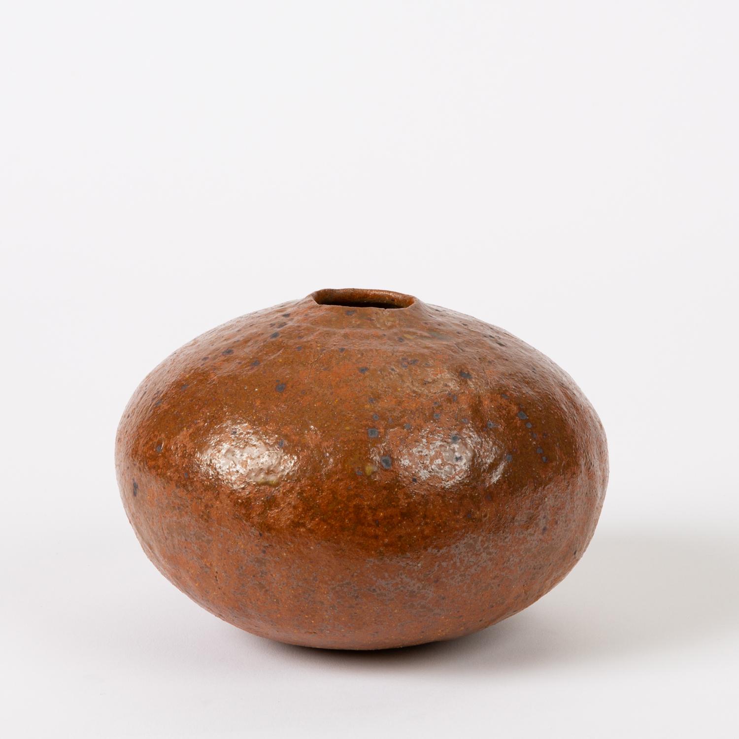 Mid-Century Modern Studio Pottery Bud Vase with Speckled Glaze