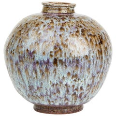 Studio Pottery Bulbous Streak Glazed Vase Signed, 20th Century