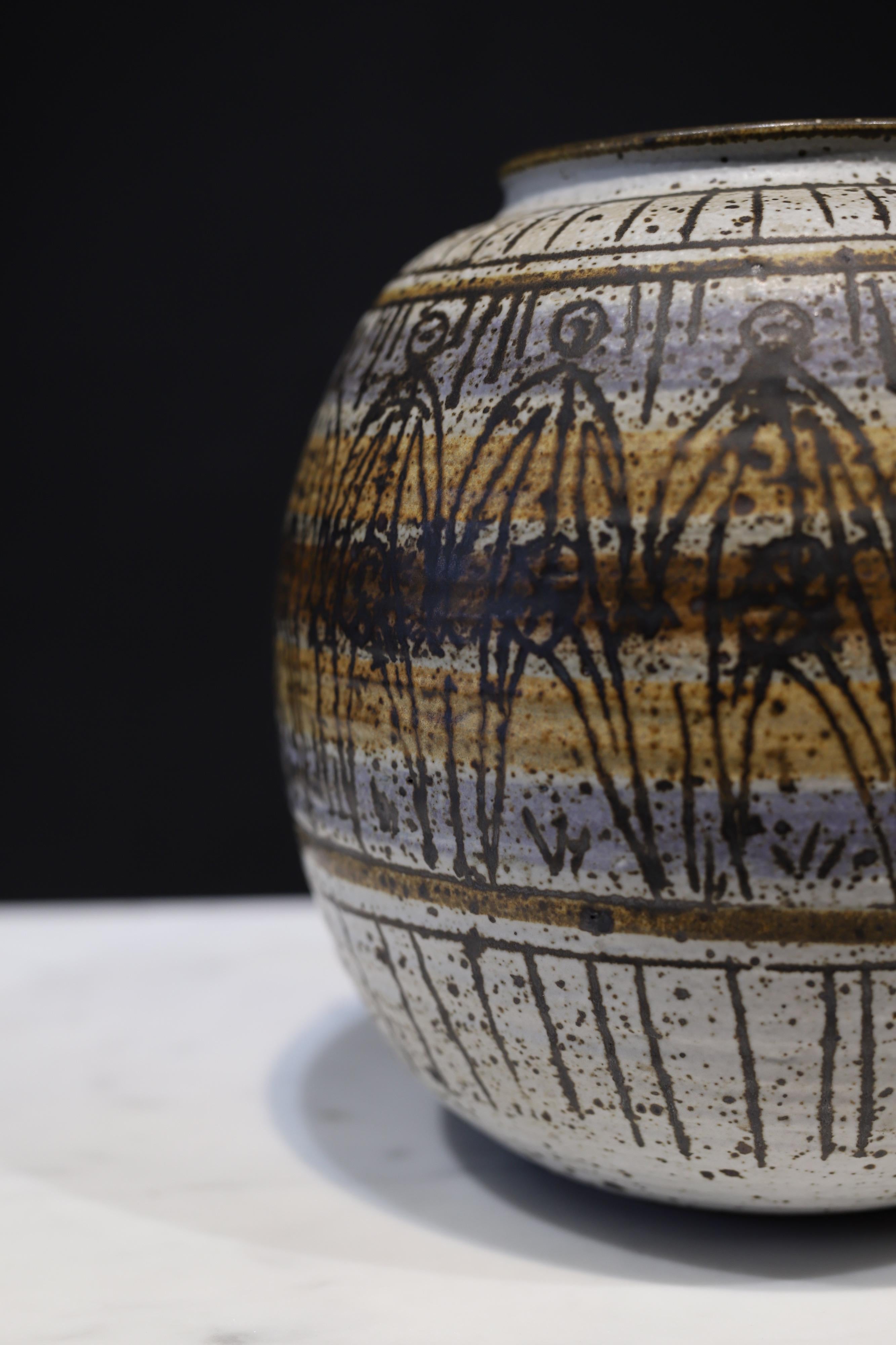 Amazing hand thrown pot by Oklahoma artist Montee Hoke. His work has been compared to the likes of David Cressey, Bob Kinzie and Rose Cabat. 


Pictured with sunglasses, Eames chair and Knoll marble top side table for scale.