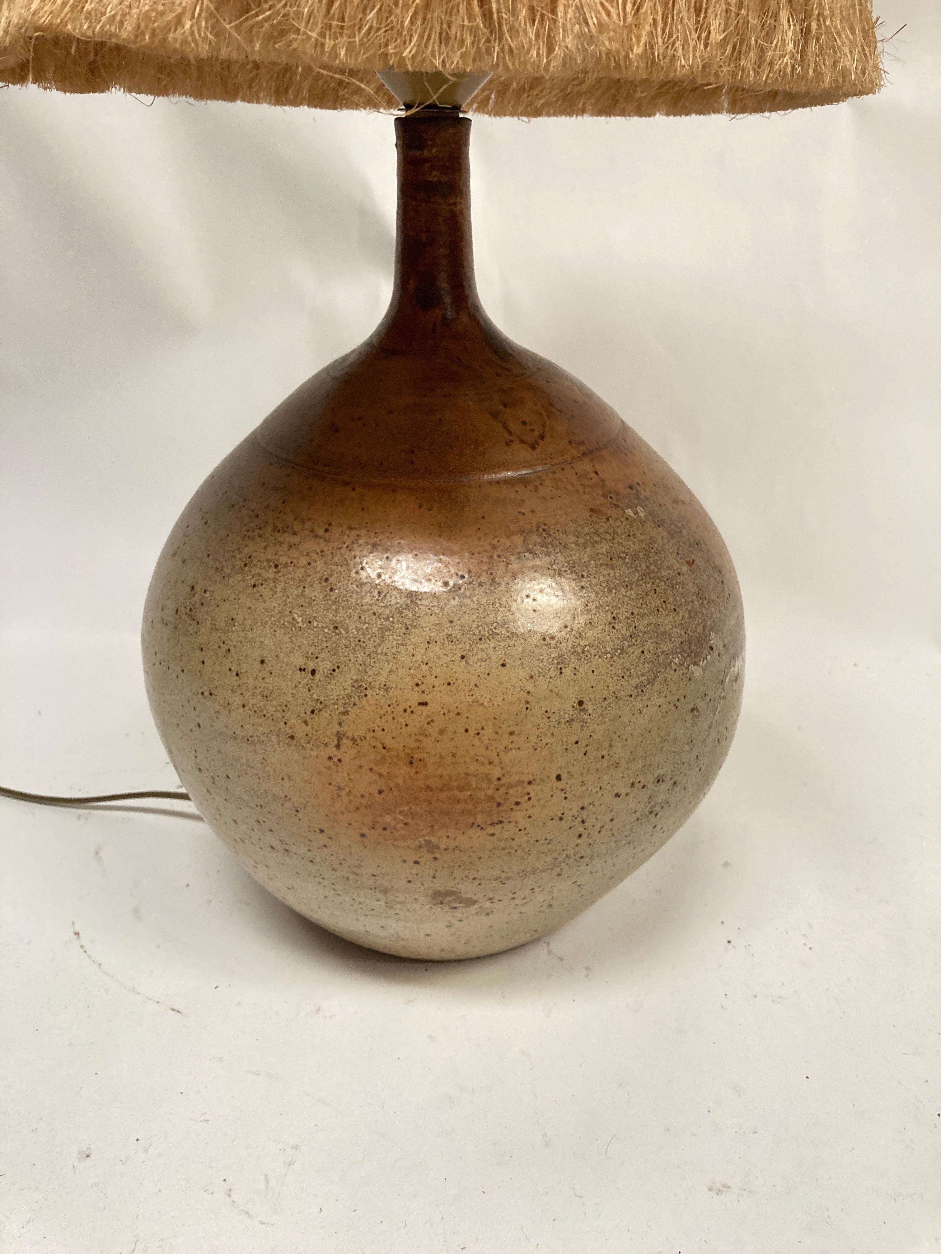Nice studio Pottery lamp 
One of kind 
Production Vallauris France
Dimensions given without shade
No shade included