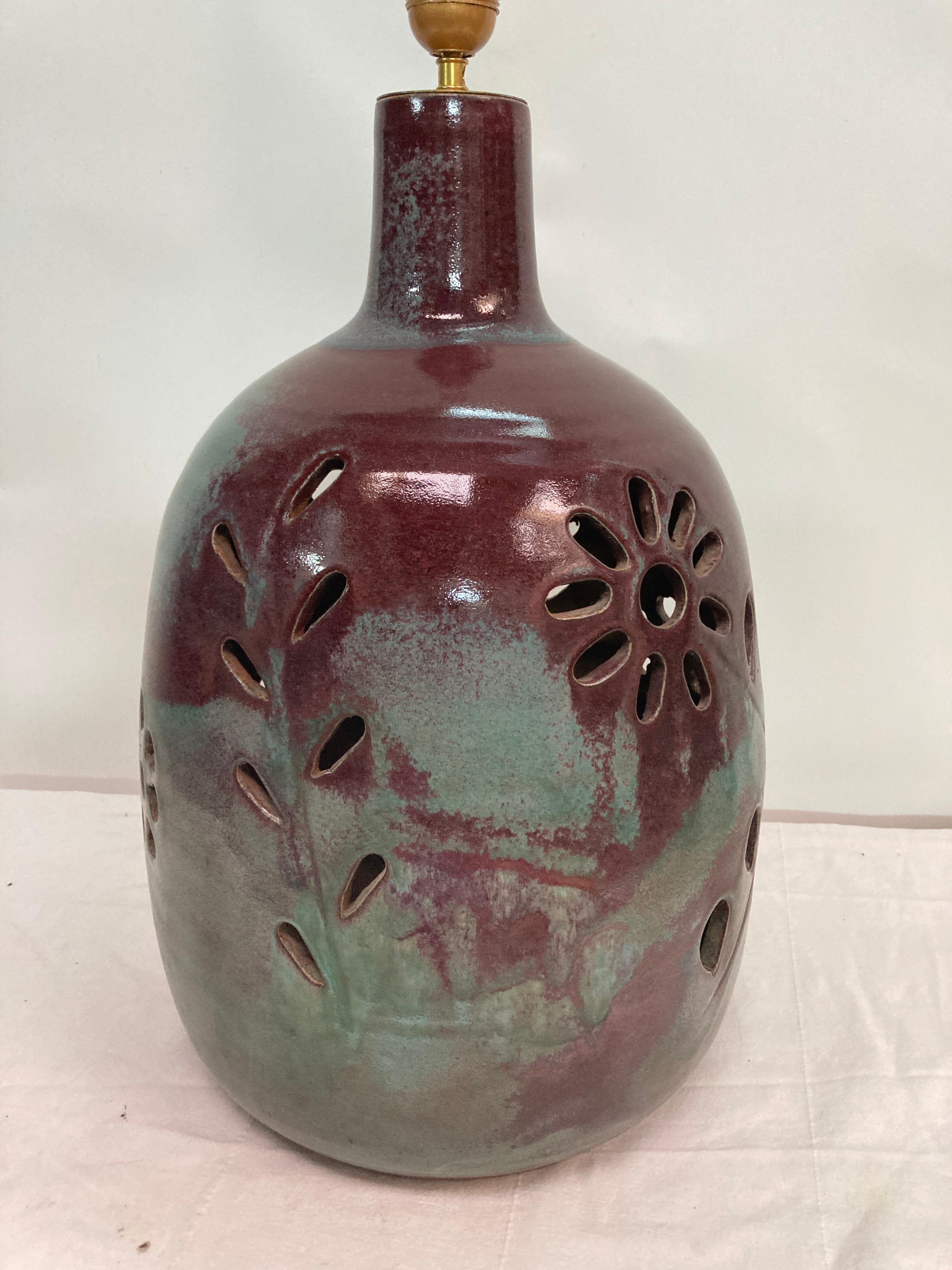 French Studio pottery ceramic lamp For Sale