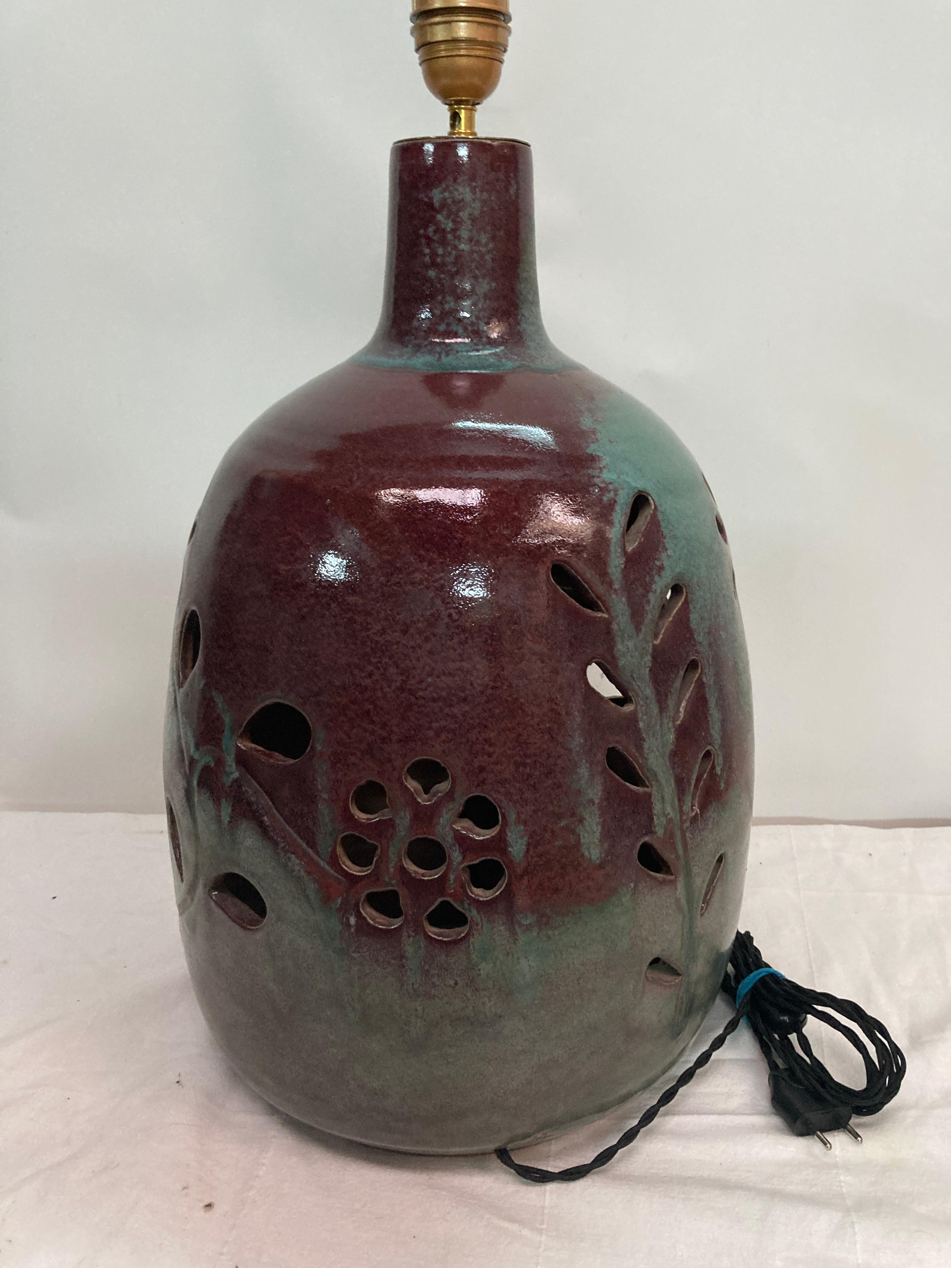 Late 20th Century Studio pottery ceramic lamp For Sale