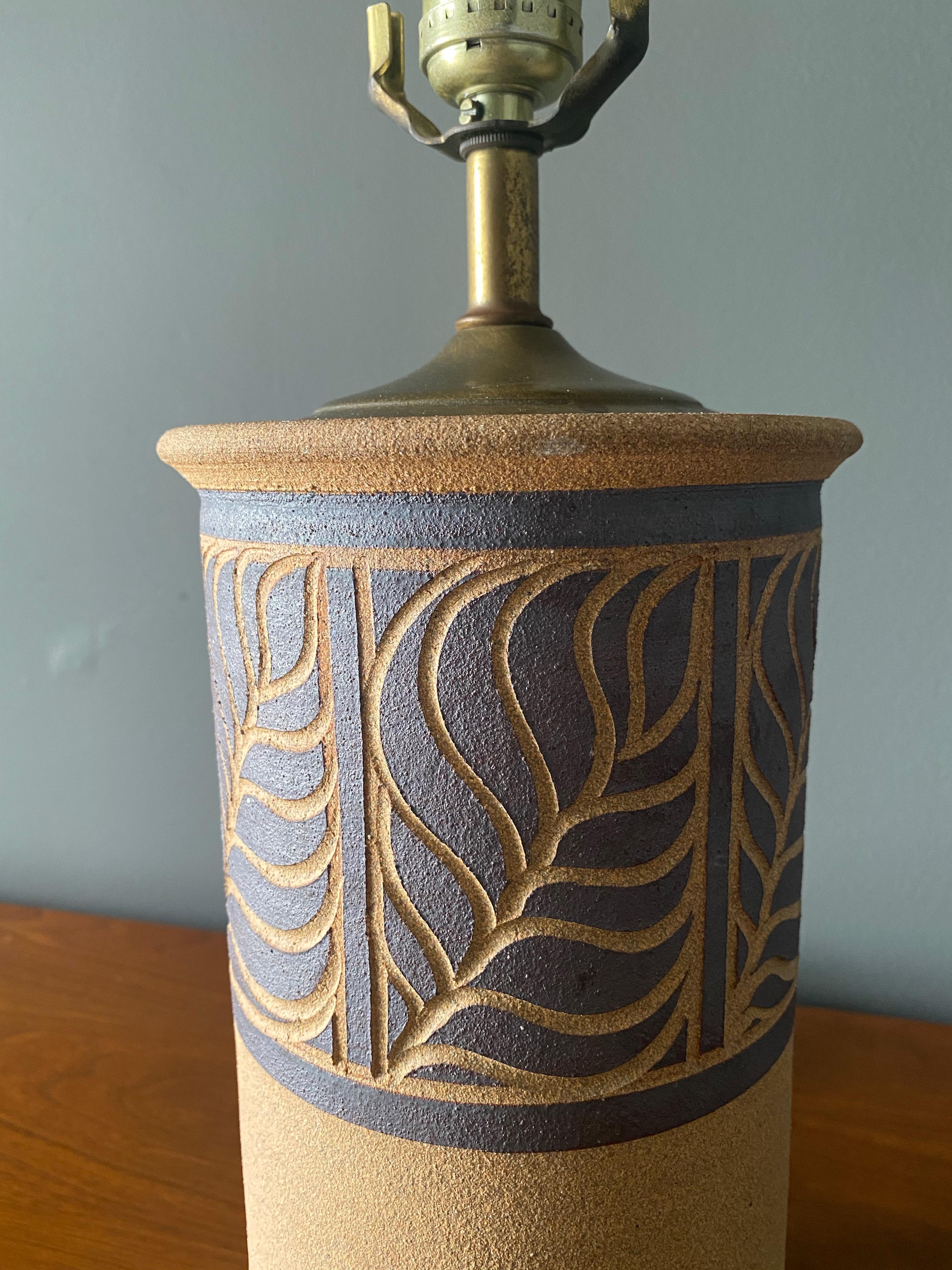 20th Century Studio Pottery Ceramic Lamp Signed 