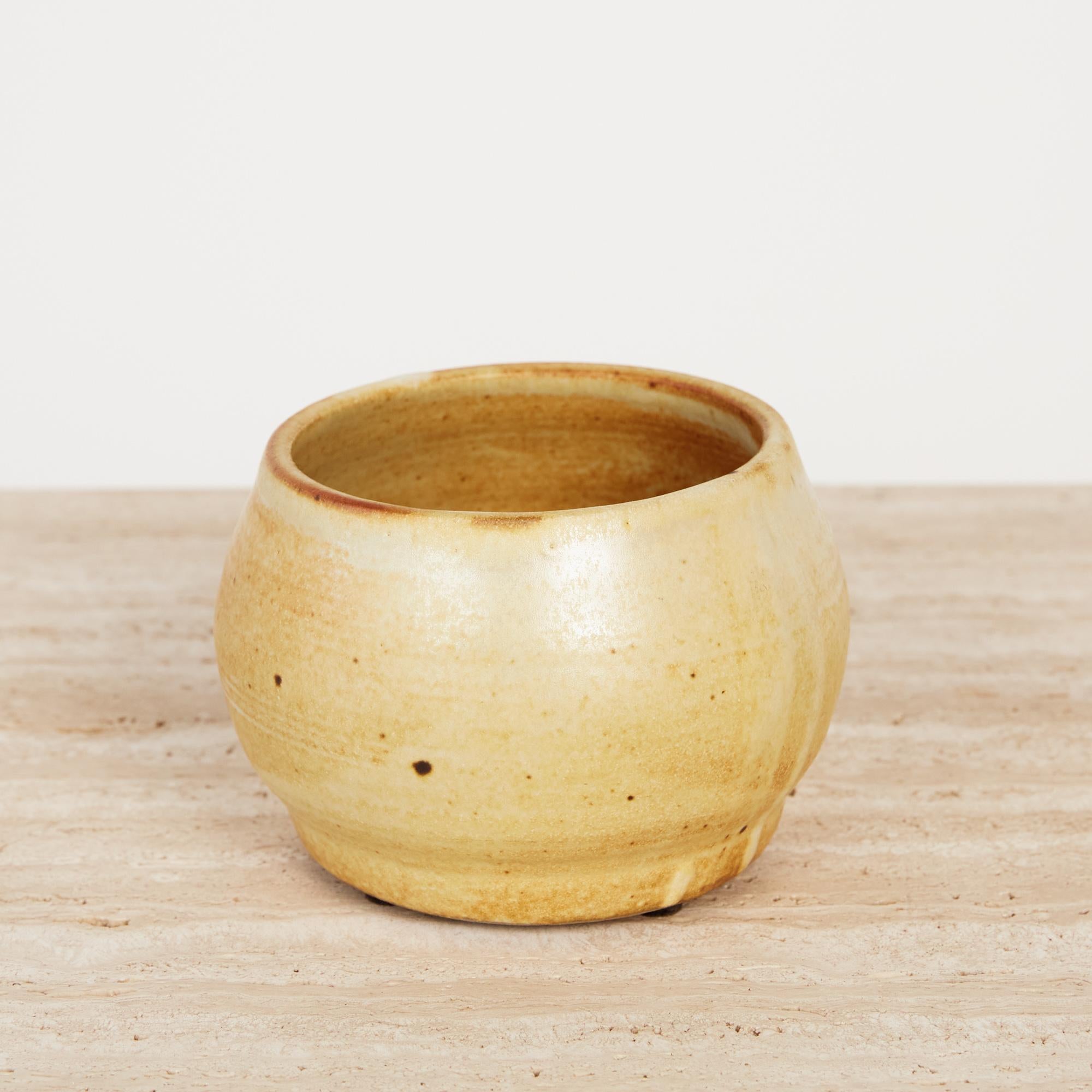 Modern Studio Pottery Ceramic Vessel in Yellow Glaze