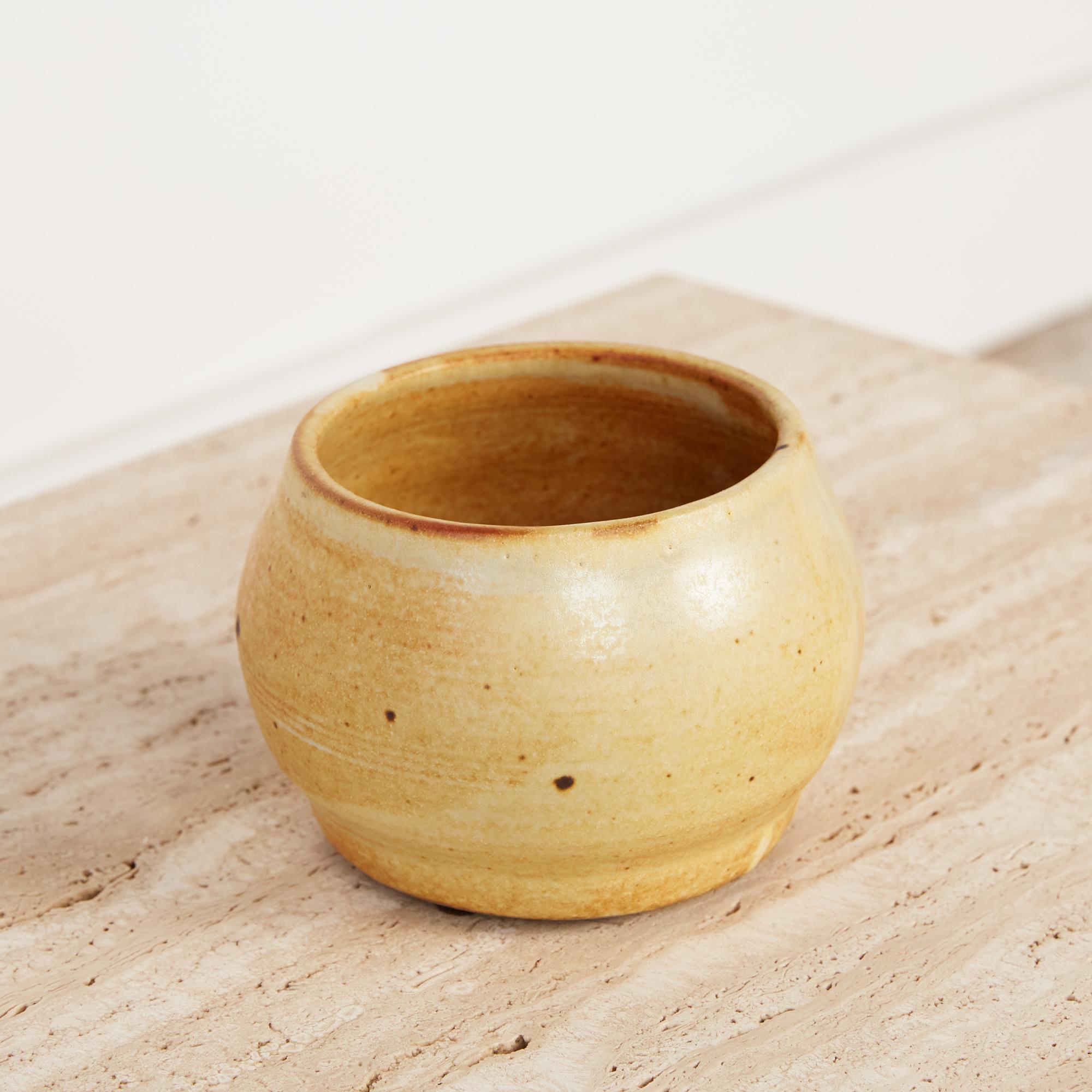 Studio Pottery Ceramic Vessel in Yellow Glaze 1