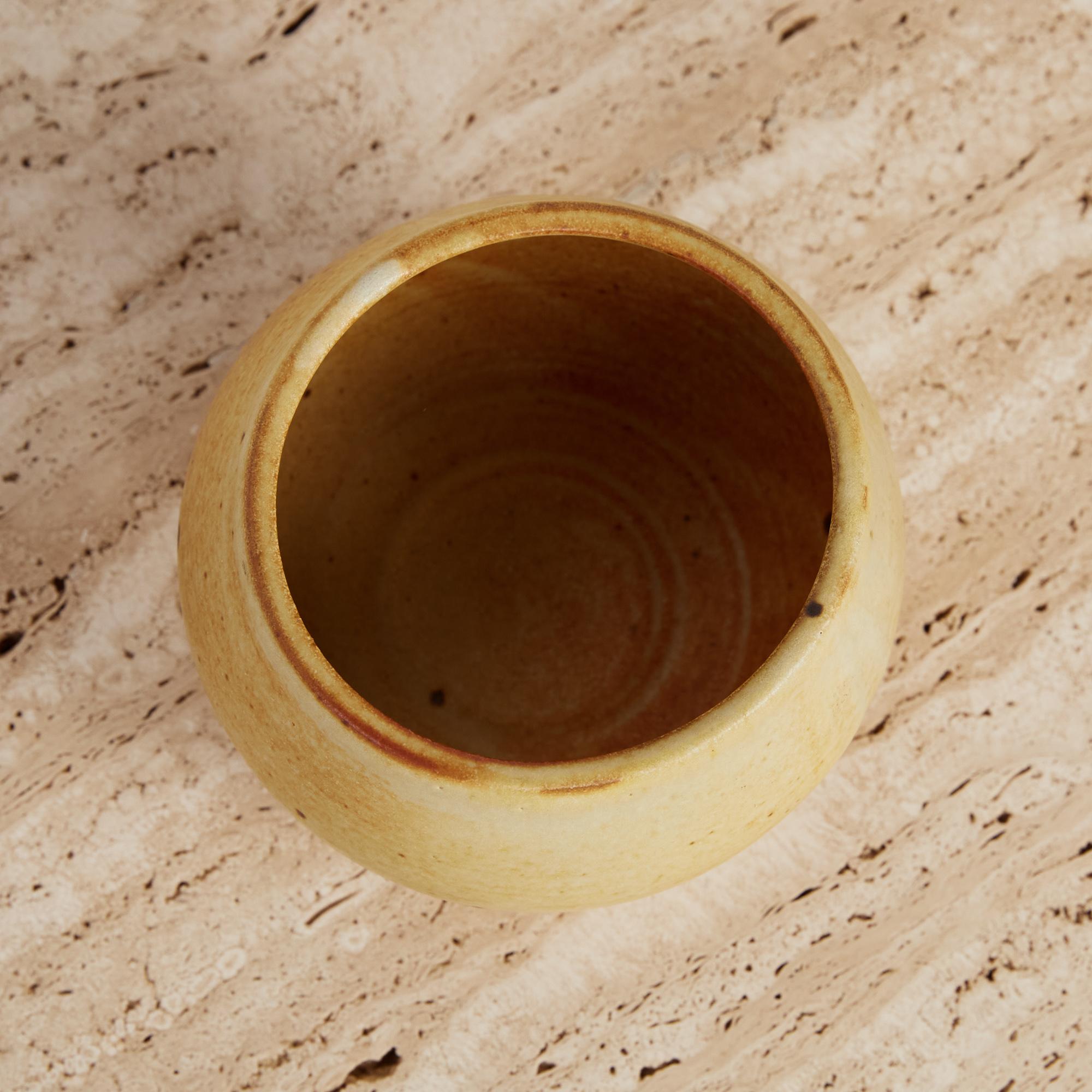 Studio Pottery Ceramic Vessel in Yellow Glaze 2