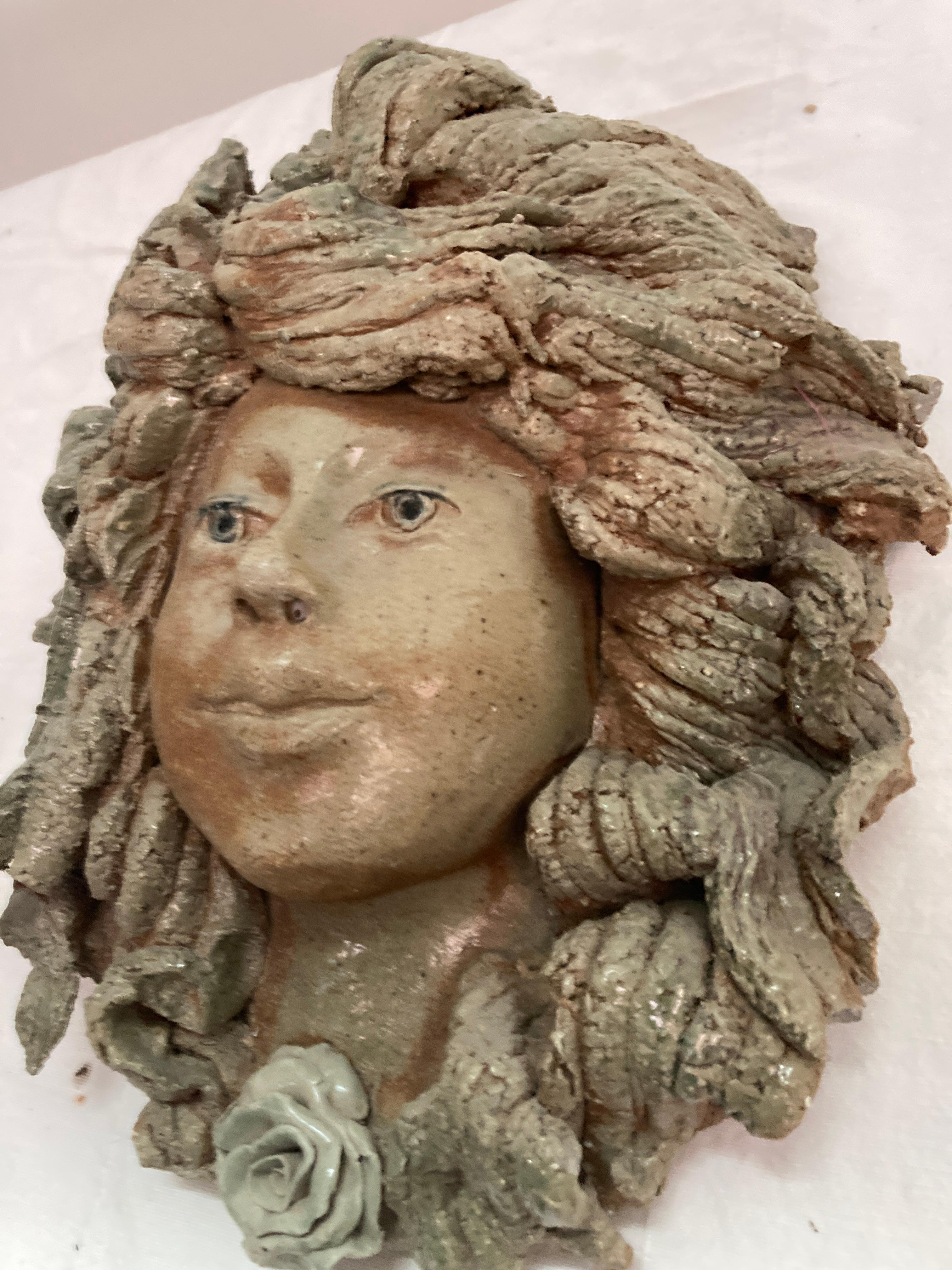 Studio pottery ceramic  woman head In Good Condition For Sale In Bois-Colombes, FR