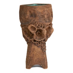 Studio Pottery Chalice Shape Turquoise Vessel Clive Brooker