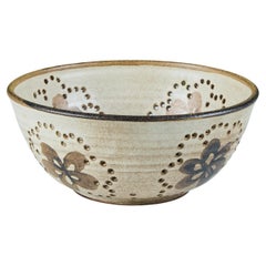 Studio Pottery Colander with Floral Motif
