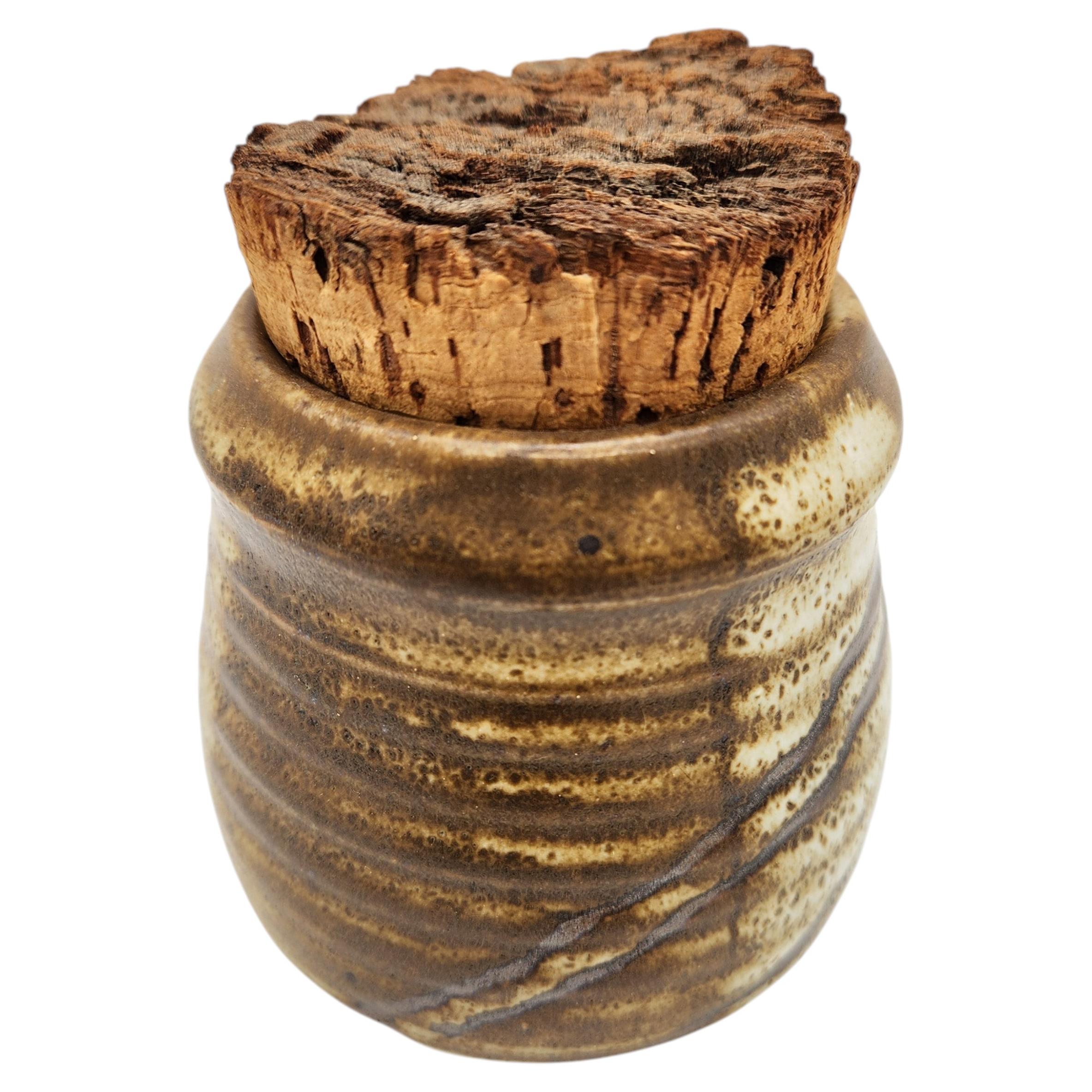 Studio Pottery Corked Pot (Short) For Sale