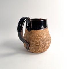 studio pottery cracked glaze pitcher