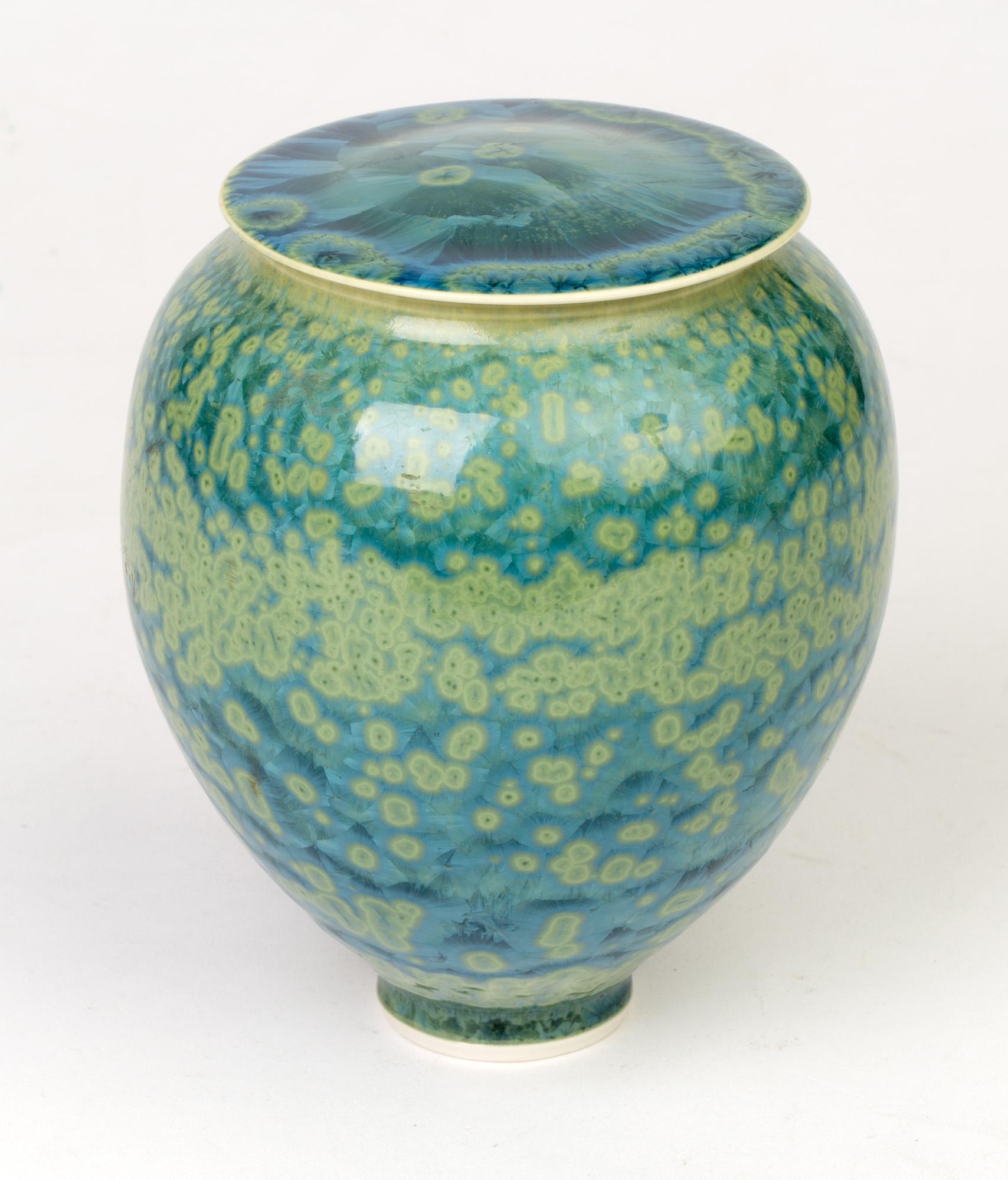 Studio Pottery Crystalline Glazed Porcelain Lidded Vessel 3