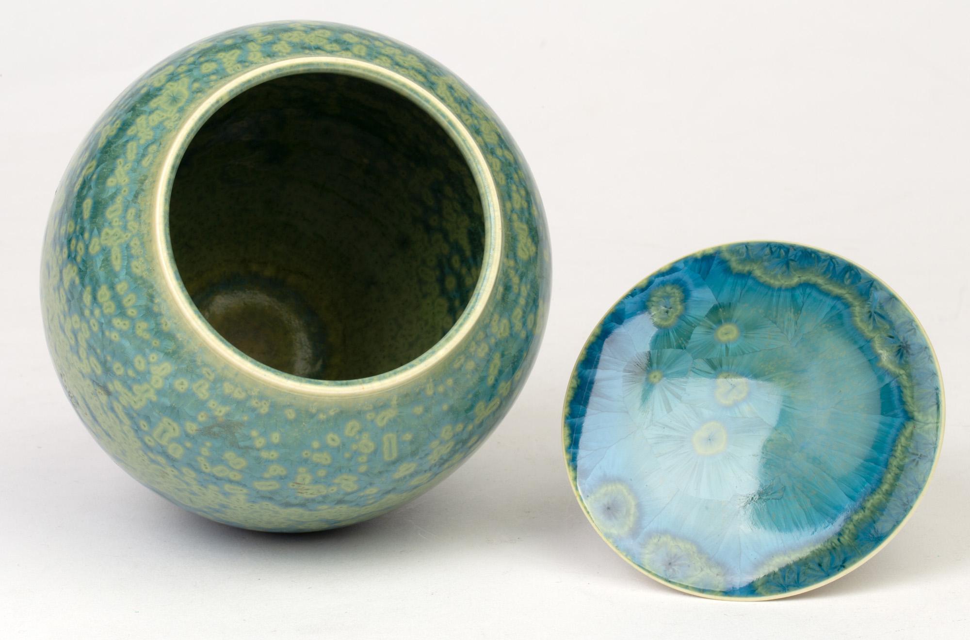Studio Pottery Crystalline Glazed Porcelain Lidded Vessel 4