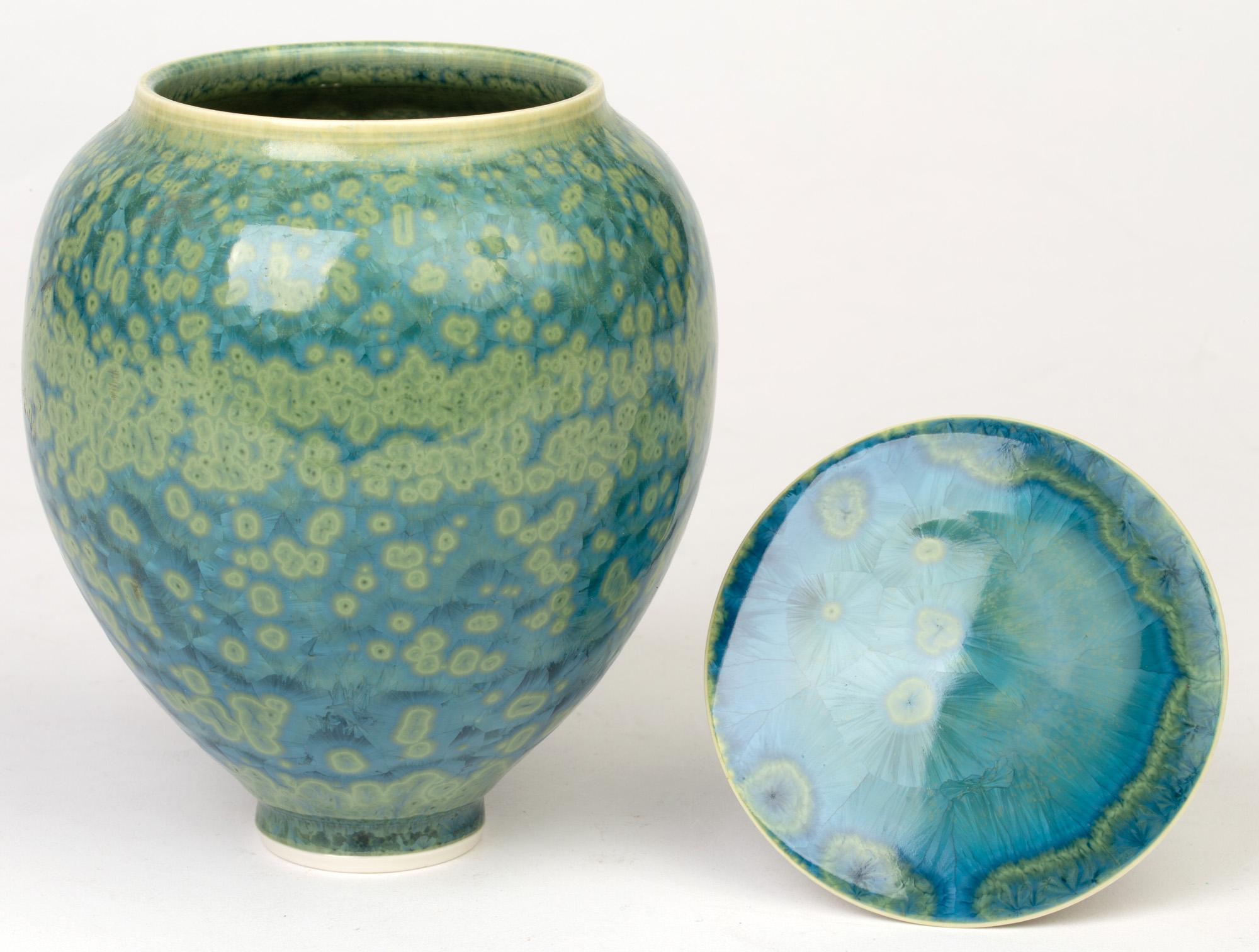 Modern Studio Pottery Crystalline Glazed Porcelain Lidded Vessel