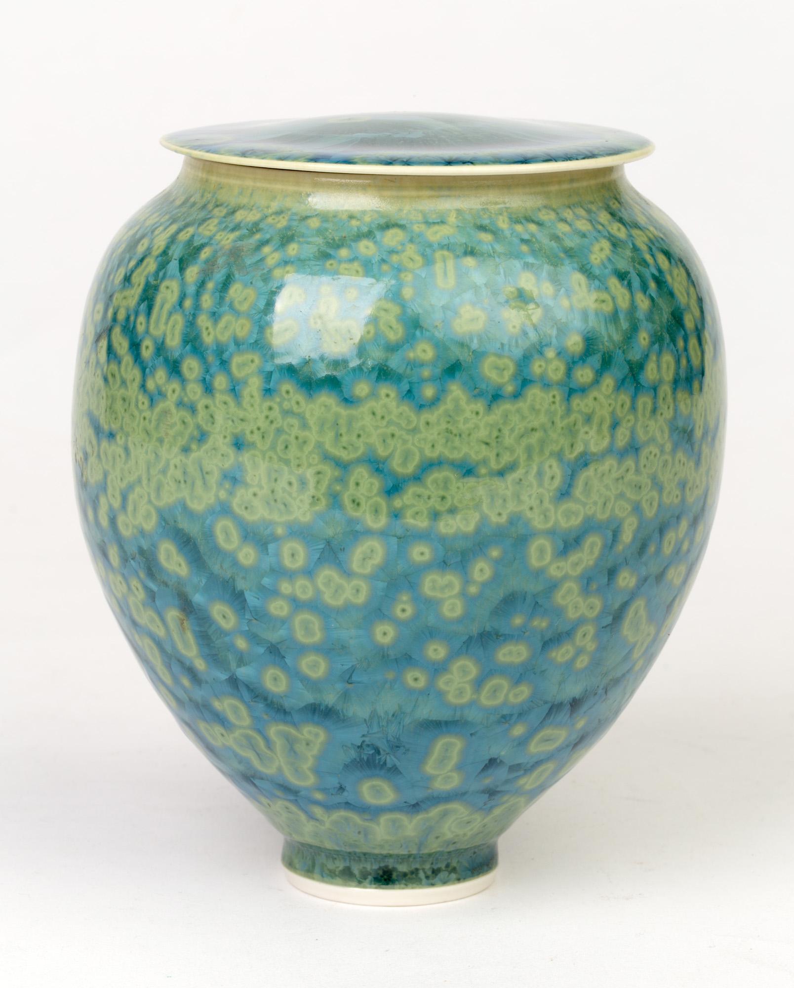 Studio Pottery Crystalline Glazed Porcelain Lidded Vessel 1