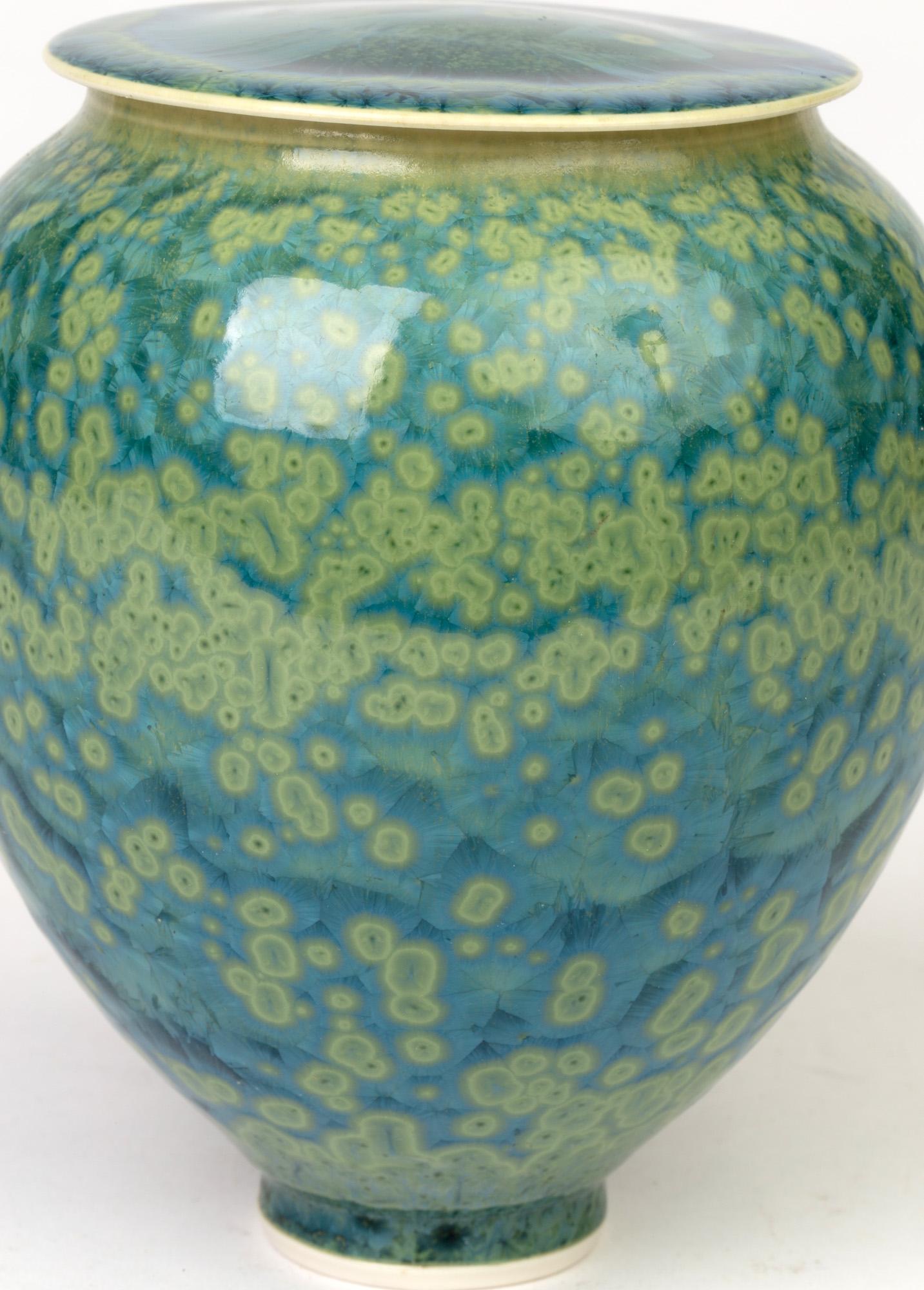 Studio Pottery Crystalline Glazed Porcelain Lidded Vessel 2