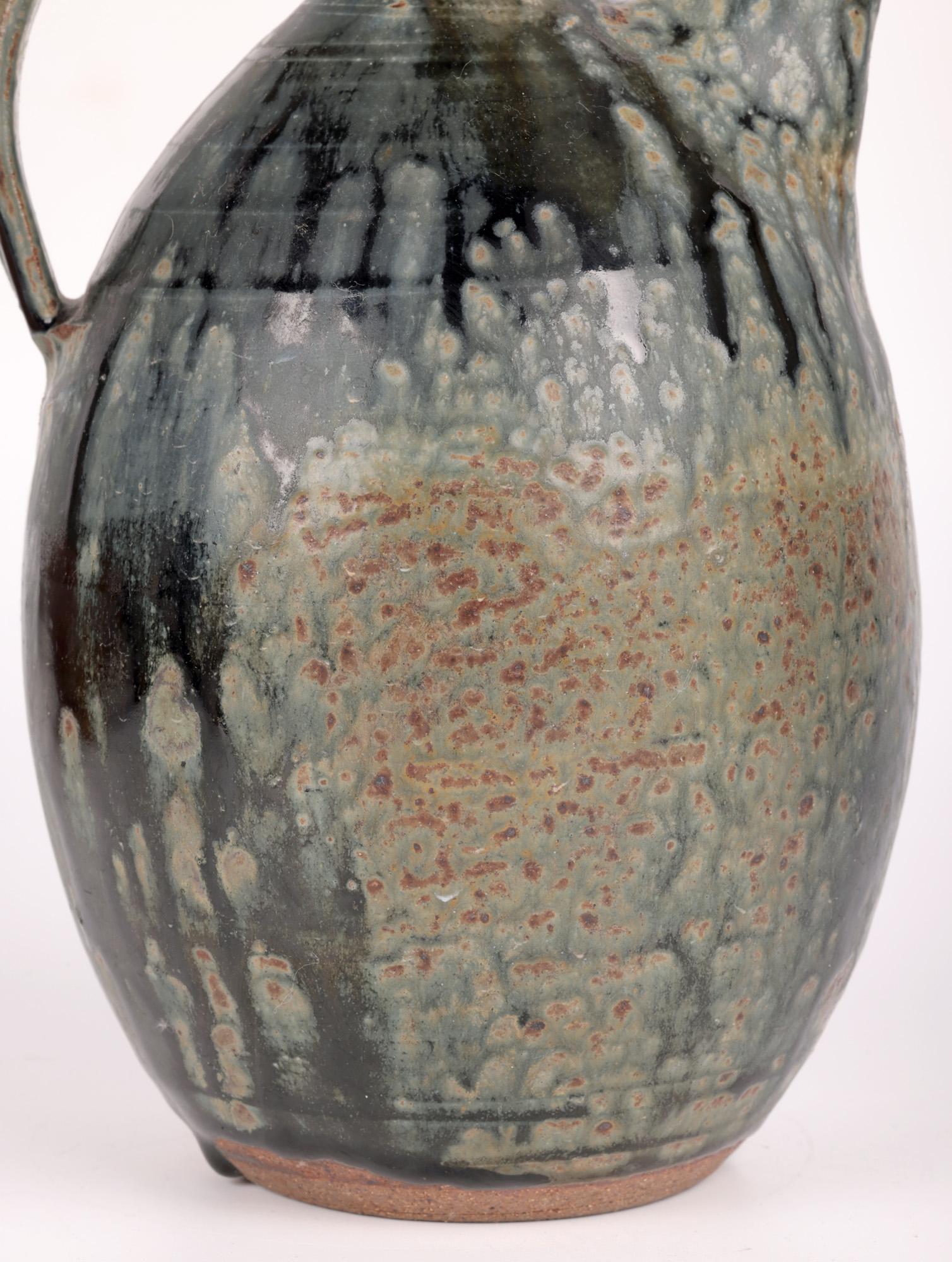 Mid-Century Modern Studio Pottery Exceptional Salt Glazed Handled Flagon For Sale