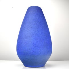 Studio Pottery Floor Vase Intense Blue WGP Fat Lava Retro Mid Century Modern
