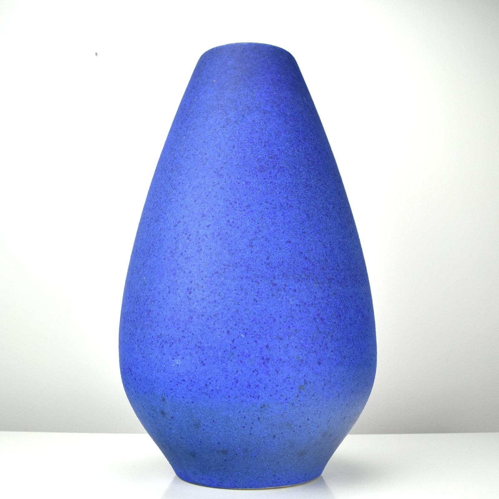 Studio Pottery Floor Vase Intense Blue WGP Fat Lava Retro Mid Century Modern In Good Condition For Sale In Bad Säckingen, DE