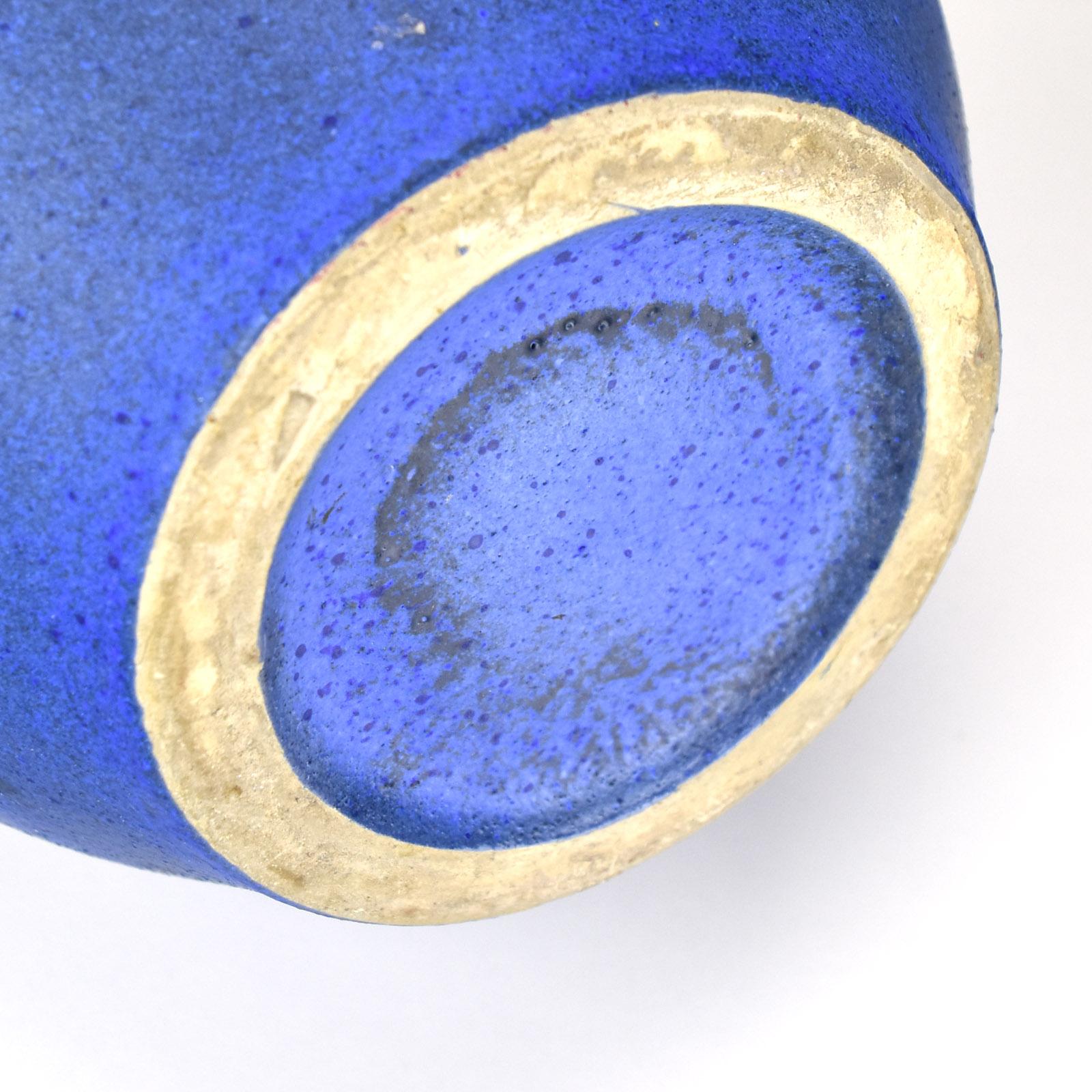 Mid-20th Century Studio Pottery Floor Vase Intense Blue WGP Fat Lava Retro Mid Century Modern For Sale