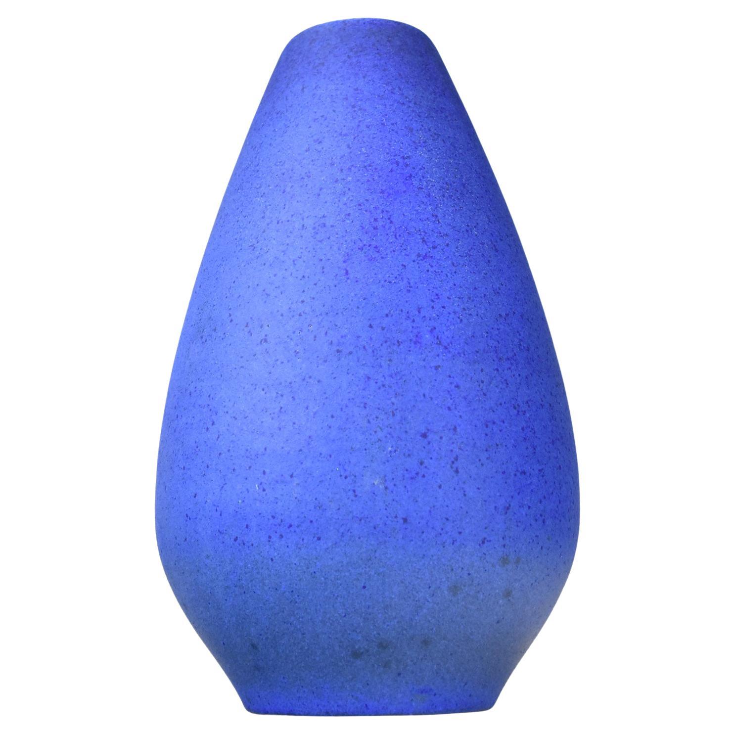 Studio Pottery Floor Vase Intense Blue WGP Fat Lava Retro Mid Century Modern For Sale