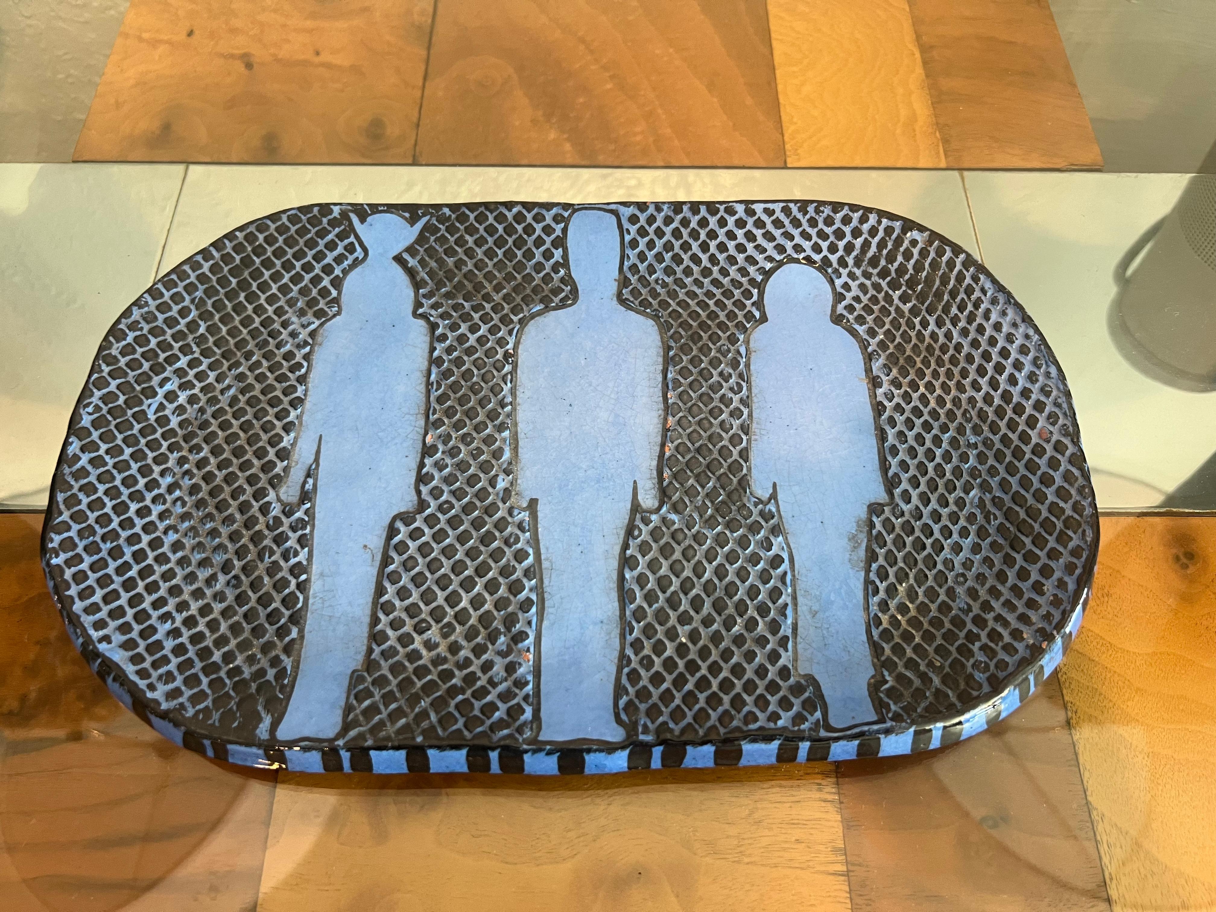 Mid-Century Modern Studio Pottery Glazed Catchall Tray For Sale