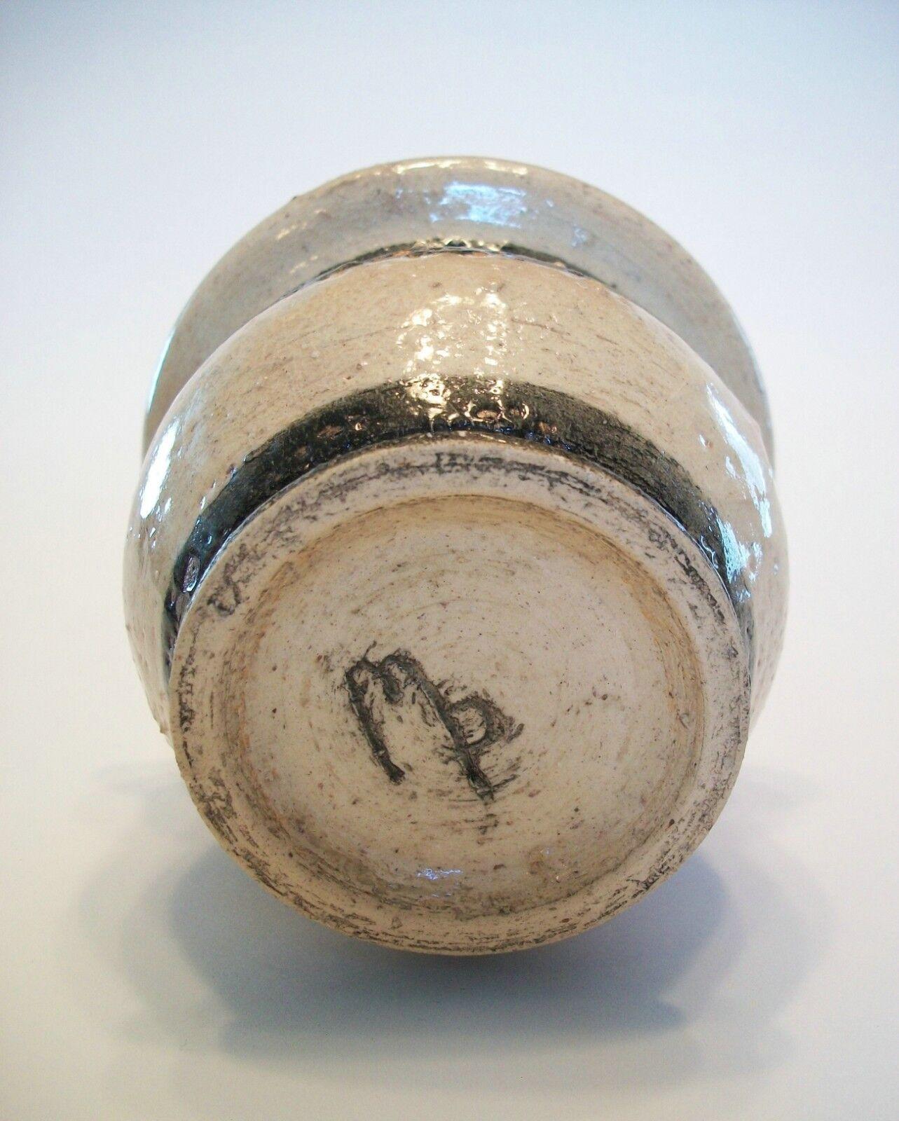 Ceramic Studio Pottery Glazed & Decorated Vase - Signed - Canada - Late 20th Century For Sale
