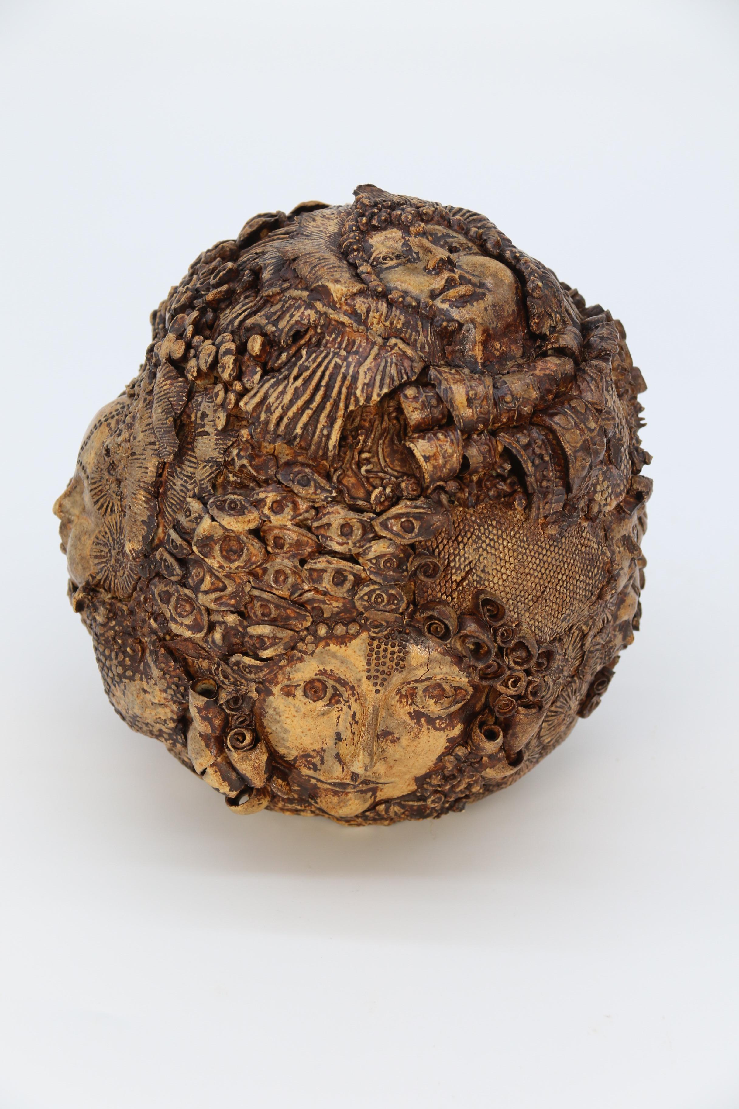 
This incredibly complicated hand sculpted work of art is the work of a very creative and imaginative artist the likes of which we have never seen before. There is a simple inscribed monogram on the base which appears to be F T and the date of 1934
