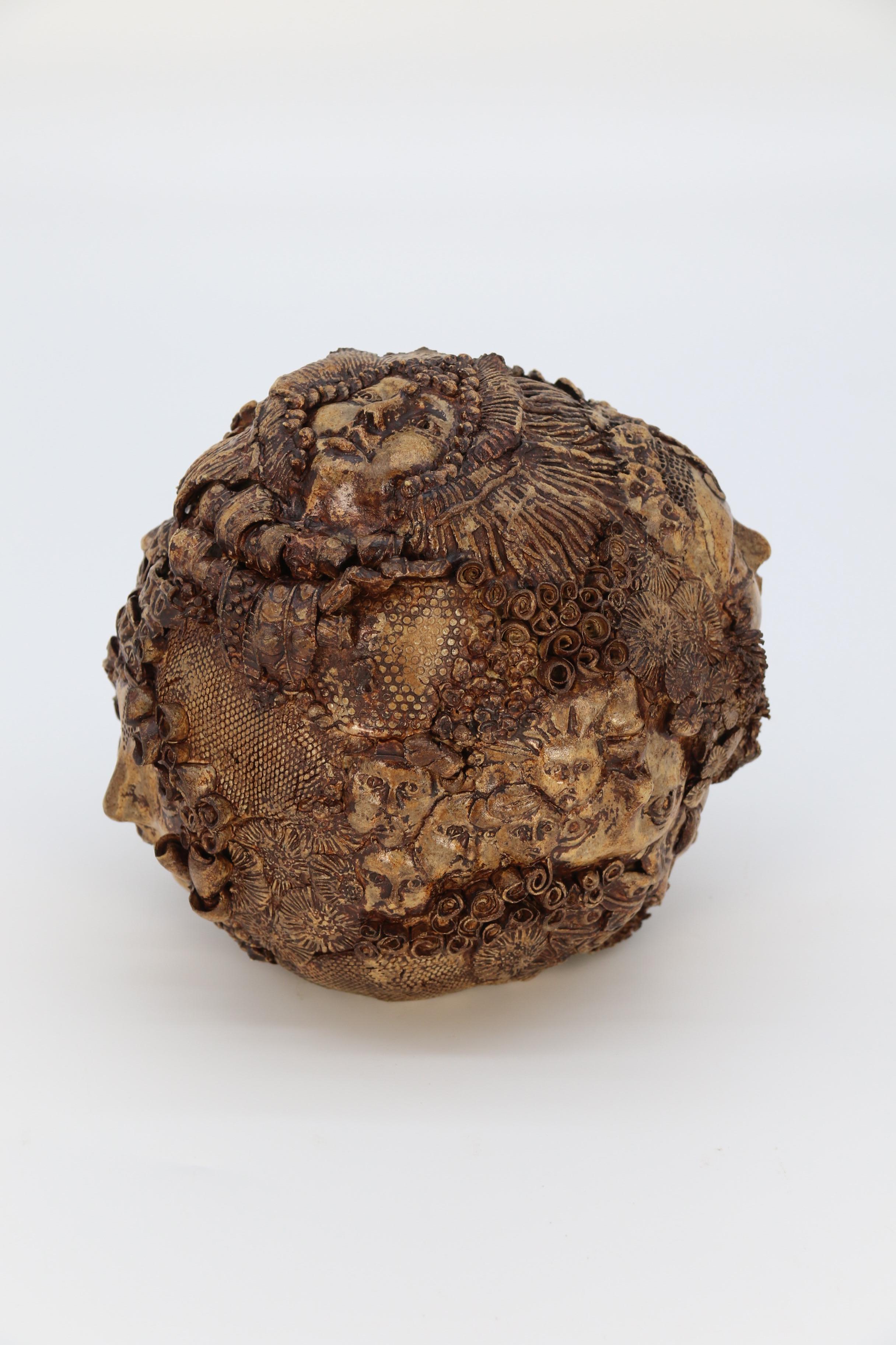 Hand-Crafted Studio pottery hand created mythical sculpture of the many faces of sea urchins