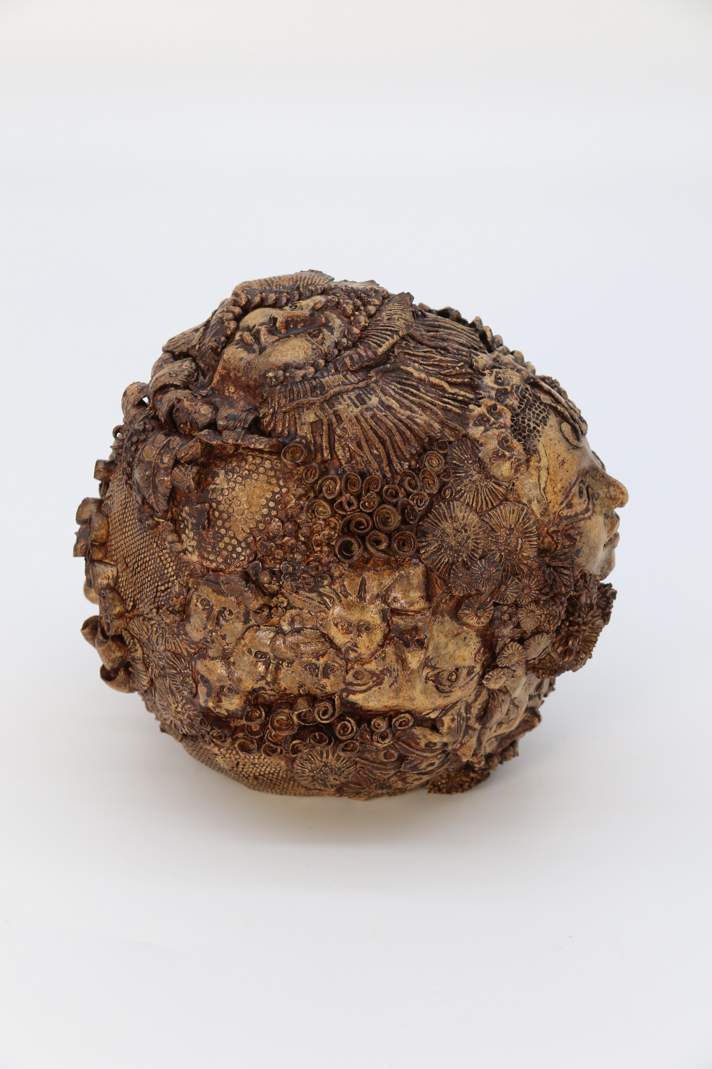 Studio pottery hand created mythical sculpture of the many faces of sea urchins In Good Condition In Central England, GB