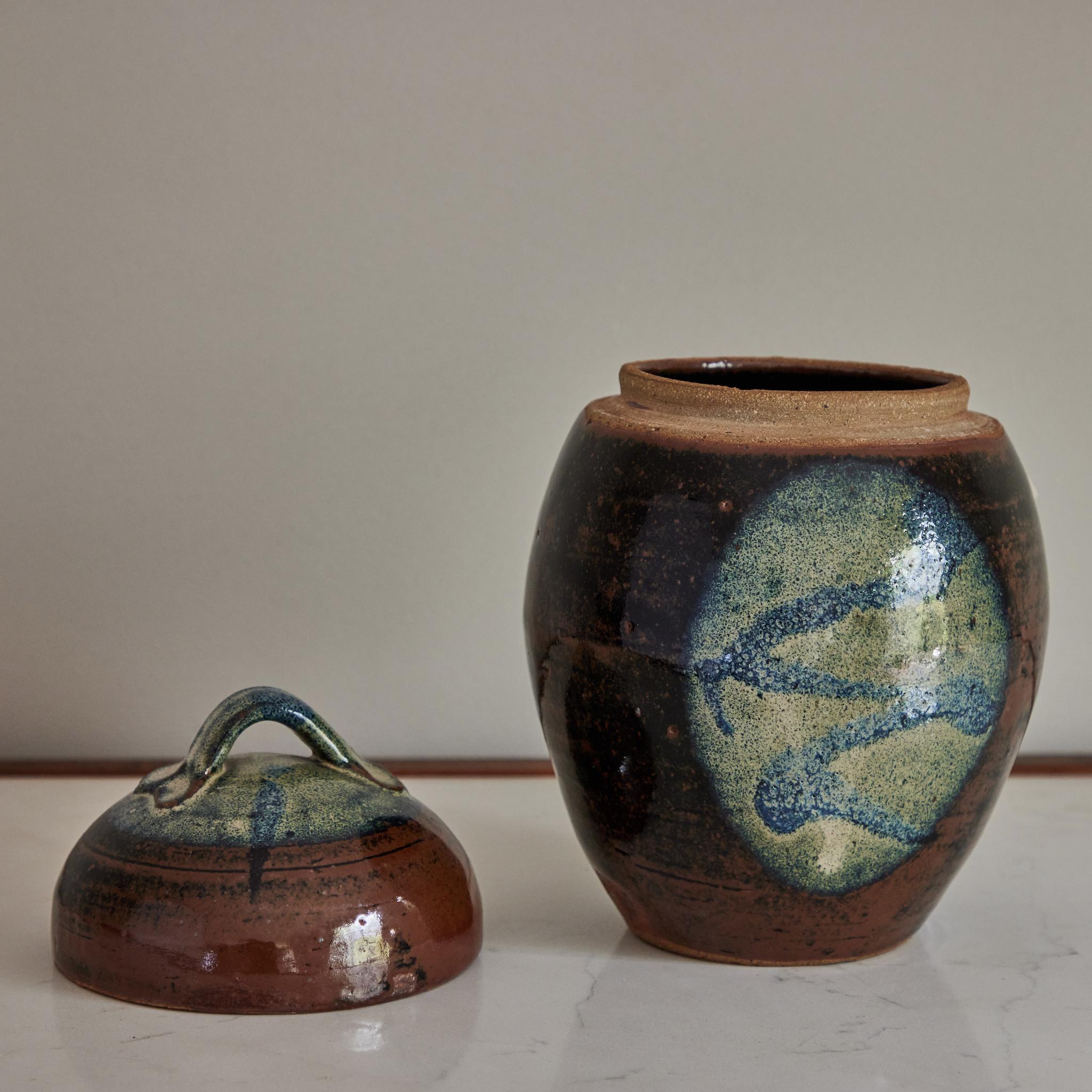 Mid-20th Century Studio Pottery Jar with Lid