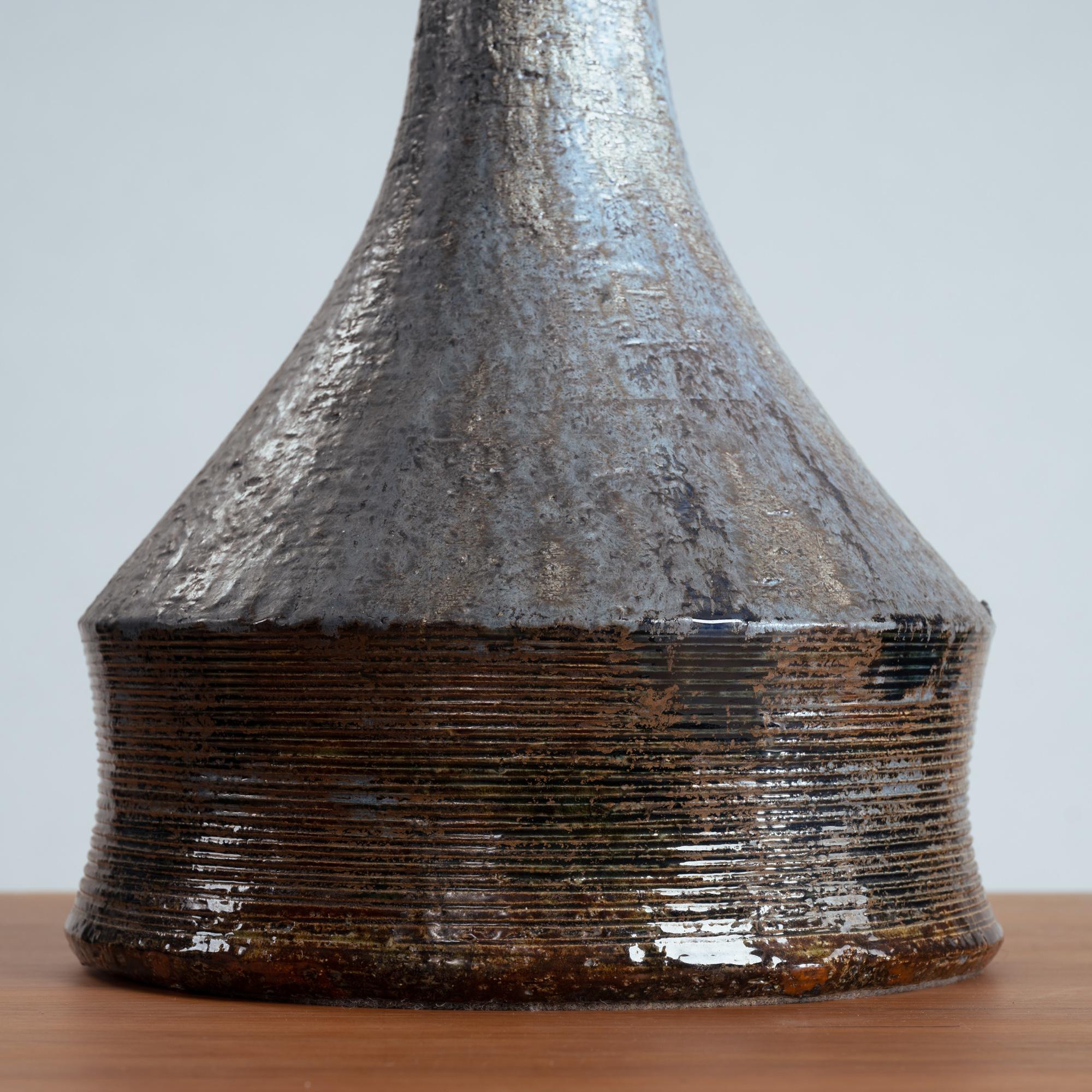 Fin du 20e siècle Lampes de table en poterie Studio gris bleu et marron (aft) Bo Borgstrom, Suède années 70 en vente