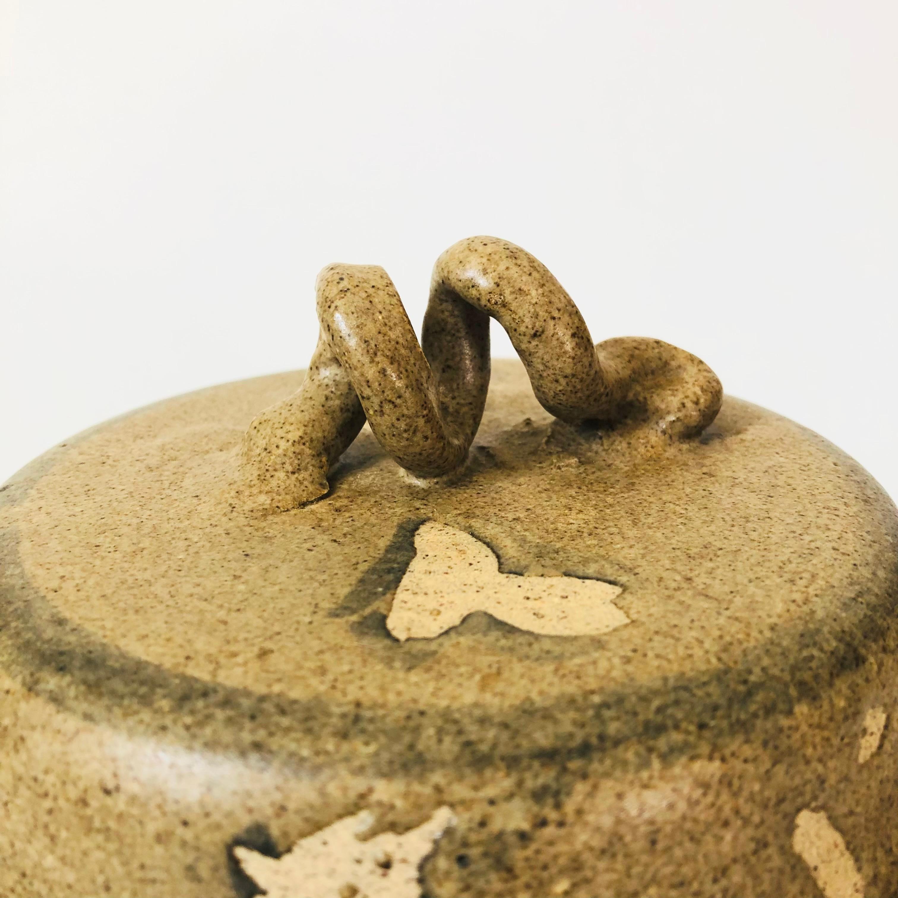 Organic Modern Studio Pottery Lidded Serving Bowl For Sale