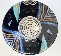 Bol central abstrait post-moderne de Studio Pottery