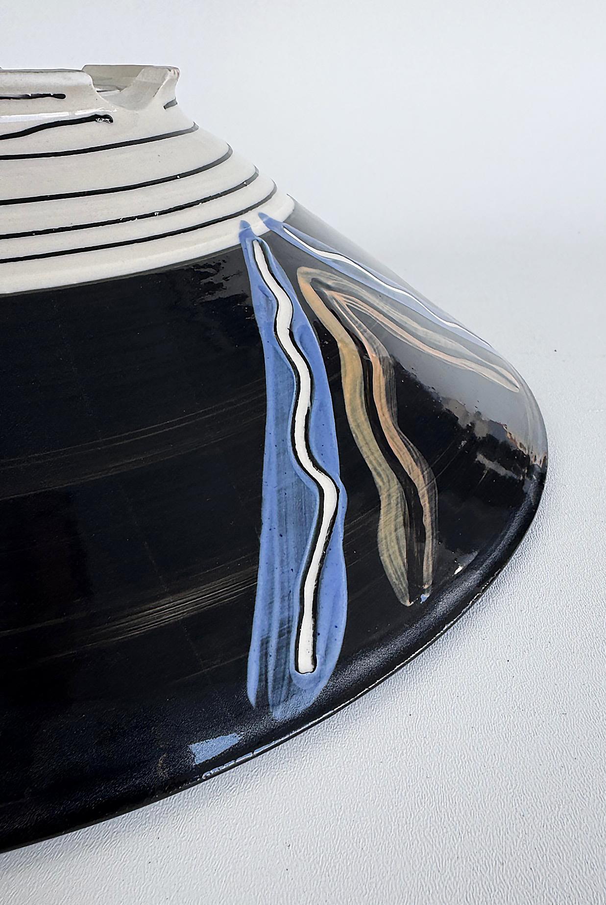 Post-Modern Studio Pottery Post Modern Abstract Centerpiece Bowl For Sale