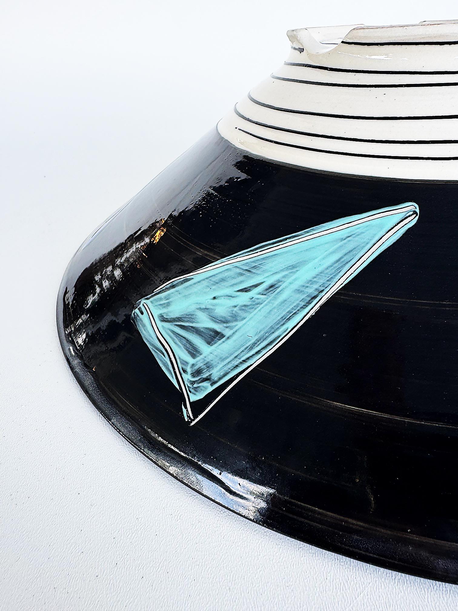 American Studio Pottery Post Modern Abstract Centerpiece Bowl For Sale